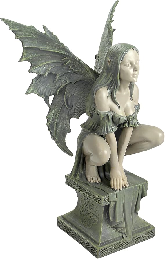 Design Toscano Feenfigur Celtic Fairy's Perilous Perch für den Garten Design Toscano Feenfigur Celtic Fairy's Perilous Perch für den Garten
