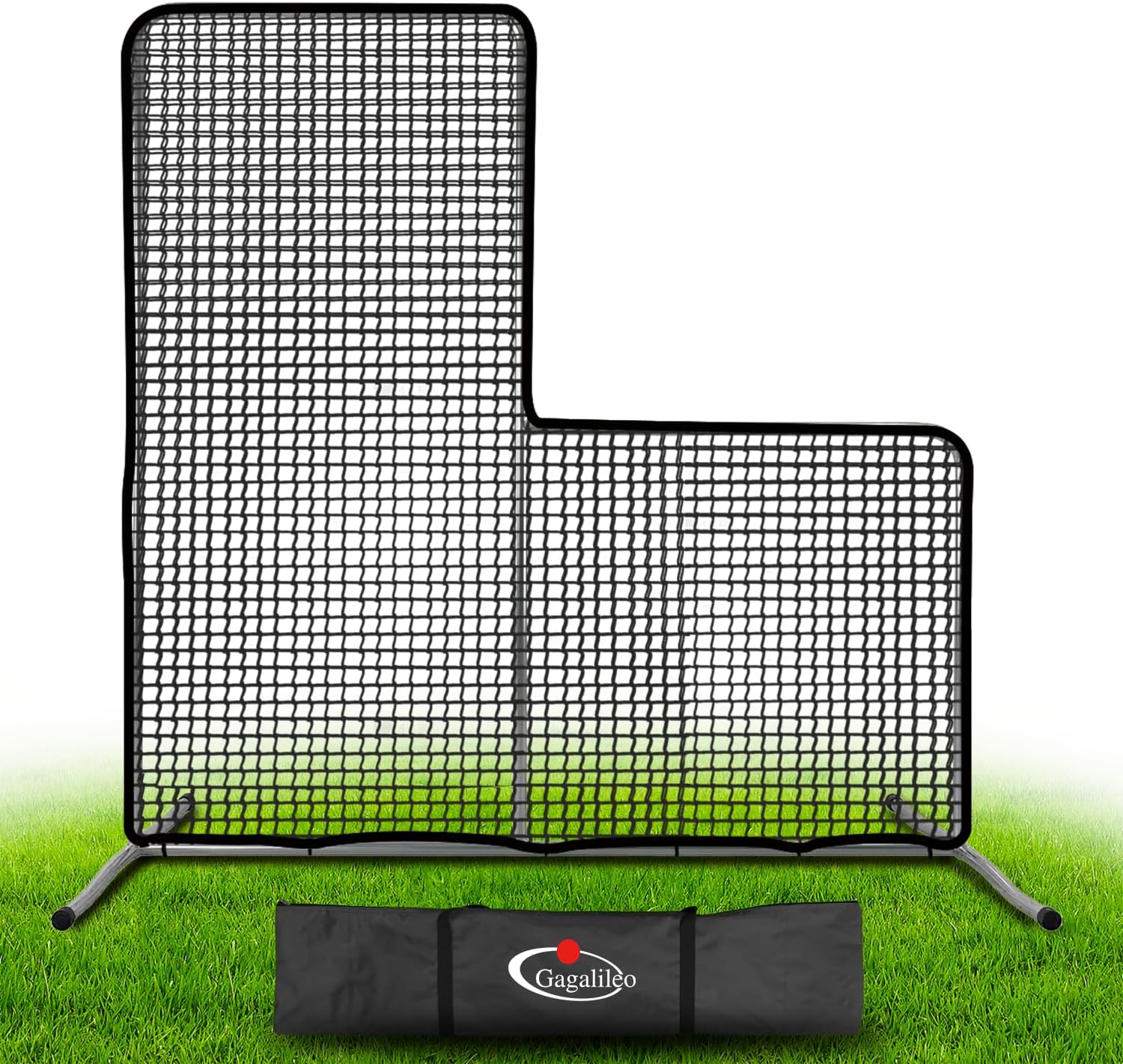 Gagalileo Baseball L-Screen Protective Pitching Net: 7x7FT Portable for Batting Cage Backyard Practice - Coaches Parents Youth Training Beisbol