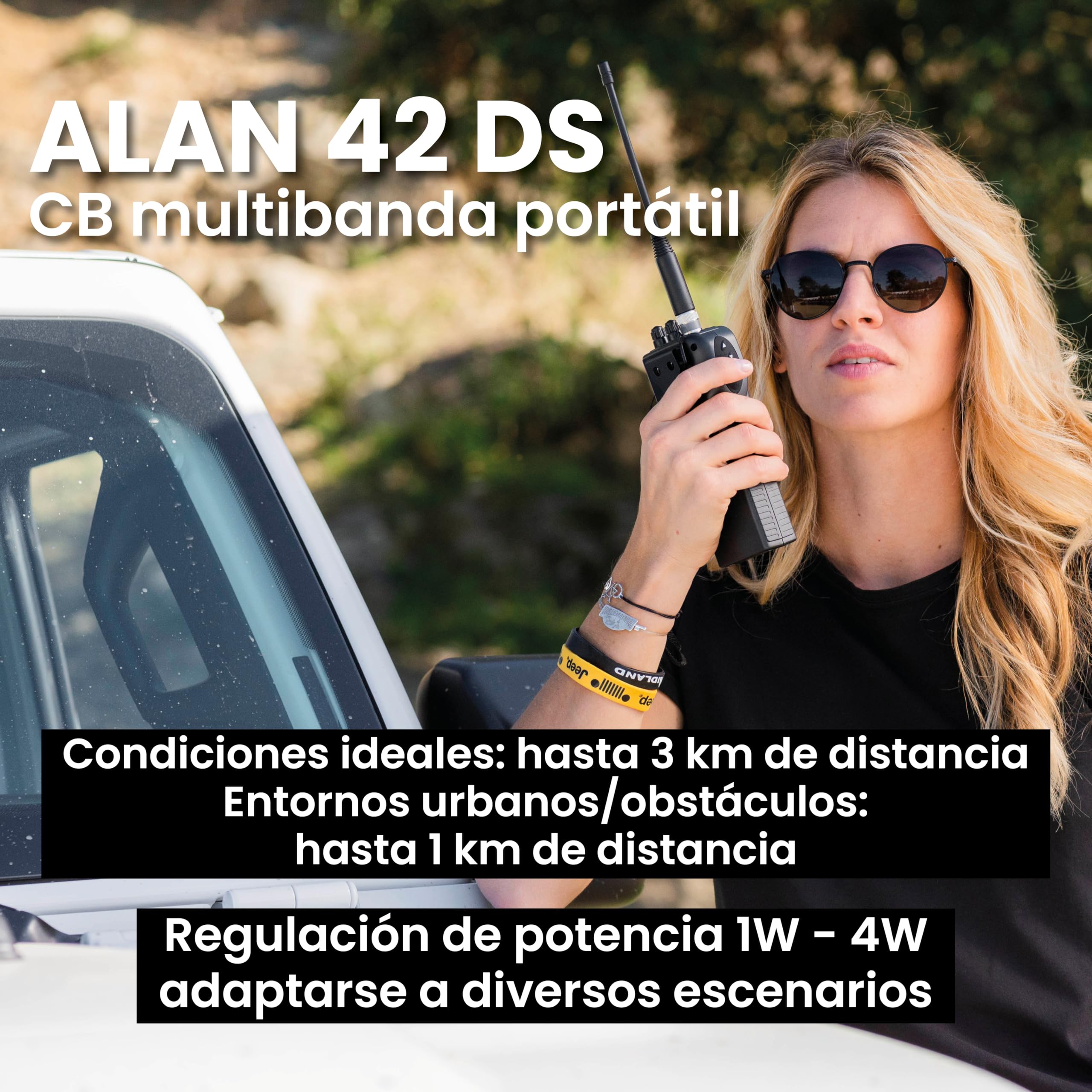 Midland - Emisora CB, Radioaficionado Portátil Sin Licencia Alan 42 DS, Multi Banda para Todos los Países UE, Squelch Digital, Radios Profesionales AM/FM, Conexión 2 Pin, Antena y Otros Accesorios | Multi Banda para Todos los Países UE, Squelch Digital, A