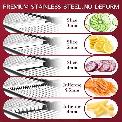 Miniatura 2 de MIDONE Rebanadora de mandolina  Cortadora de mandolina ajustable para cocina, de acero inoxidable, mandolina de alimentos, mandolina, cortador de