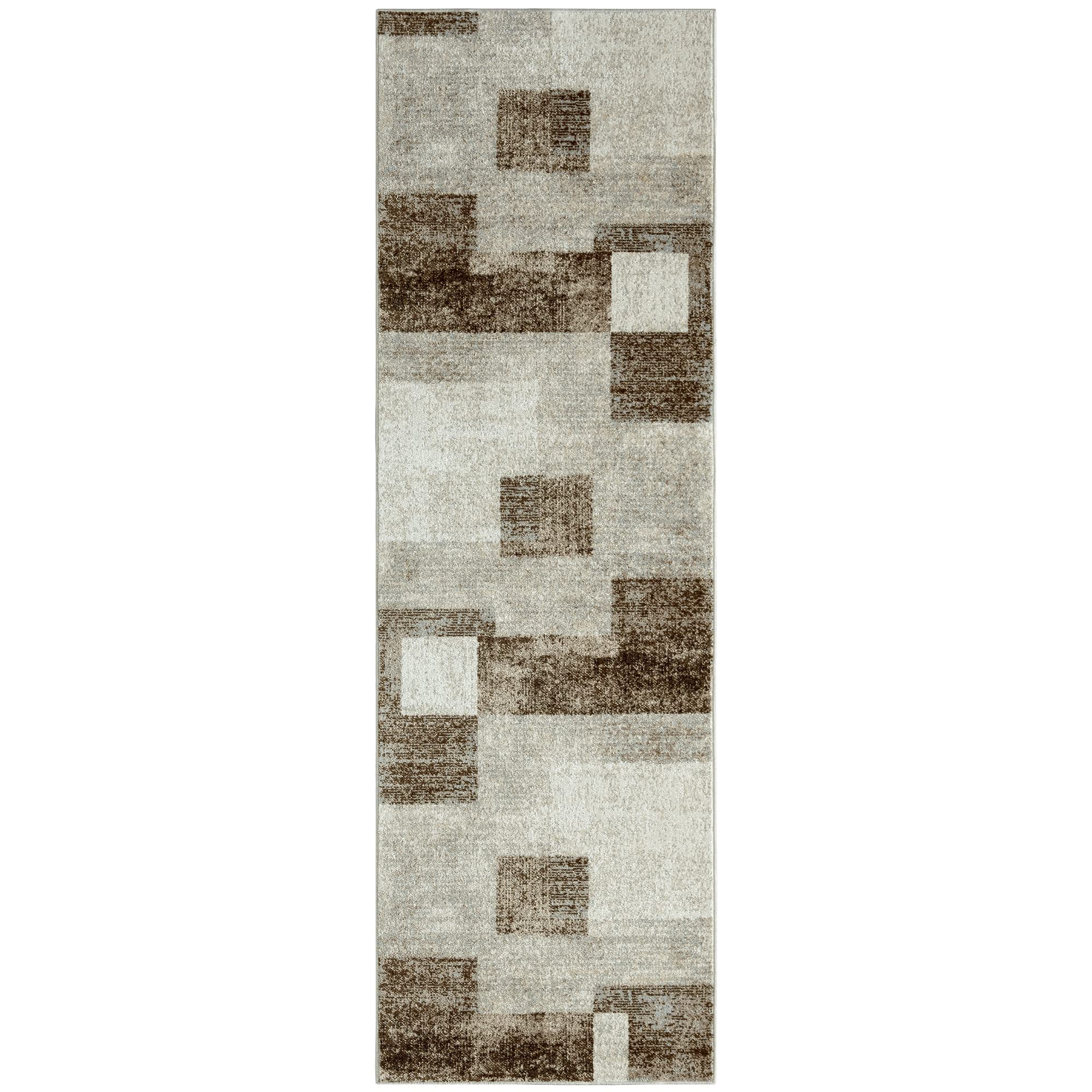 Home Dynamix Everwash Treasure Creed Modern Geometric Machine Washable Runner Area Rug, Brown/Beige, 2'2"x7'2"