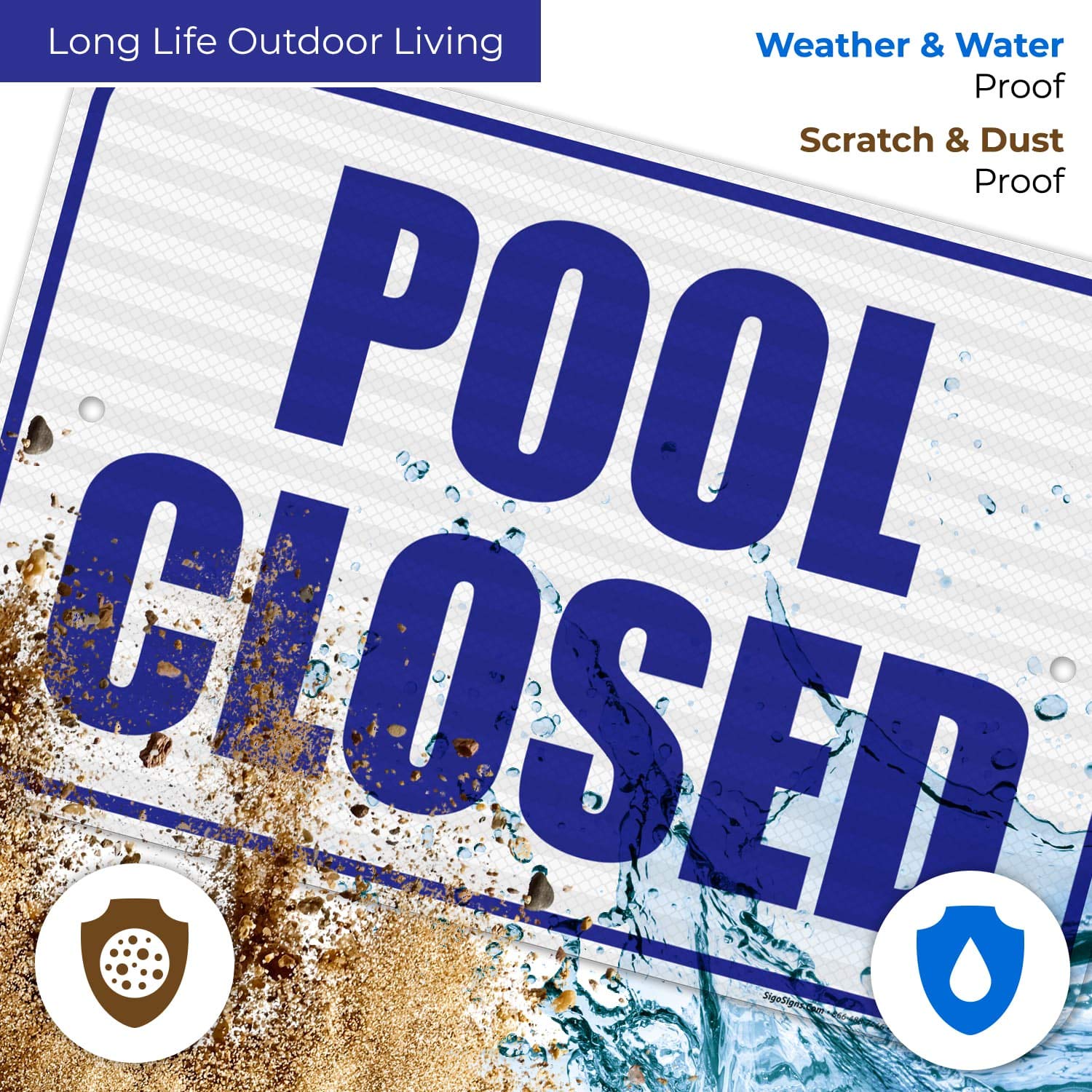 Pool Closed Sign, 12x18 Inches, 3M EGP Reflective 0.63 Aluminum, Fade Resistant, Easy Mounting, Indoor/Outdoor Use, Made in USA