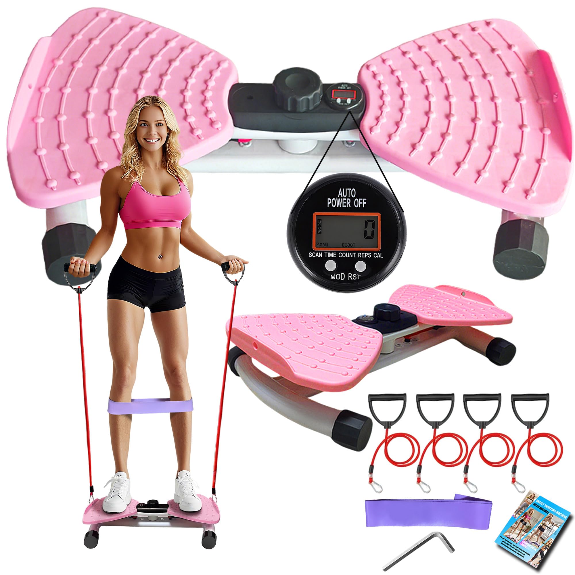 Waist Twister Machine Exercise, Ultra-Quiet Adjustable Ab Twist Board for Exercise with Smart LED Display, 350LBS Capacity, Waist Twisting Fitness Tool, Home Gym Equipment Workout for Women Men