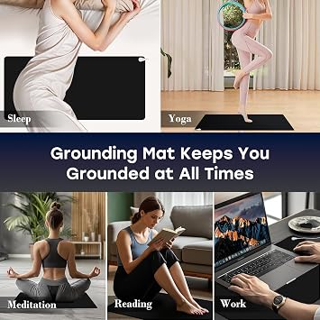 Grounding Mat, Earth Grounding Pad with Conductivity Test Pen & 15ft Grounding Cord, Grounding Mats for Pain Relief, Relaxation & Stress Relief, Indoor Grounding pad (24x16.1in)