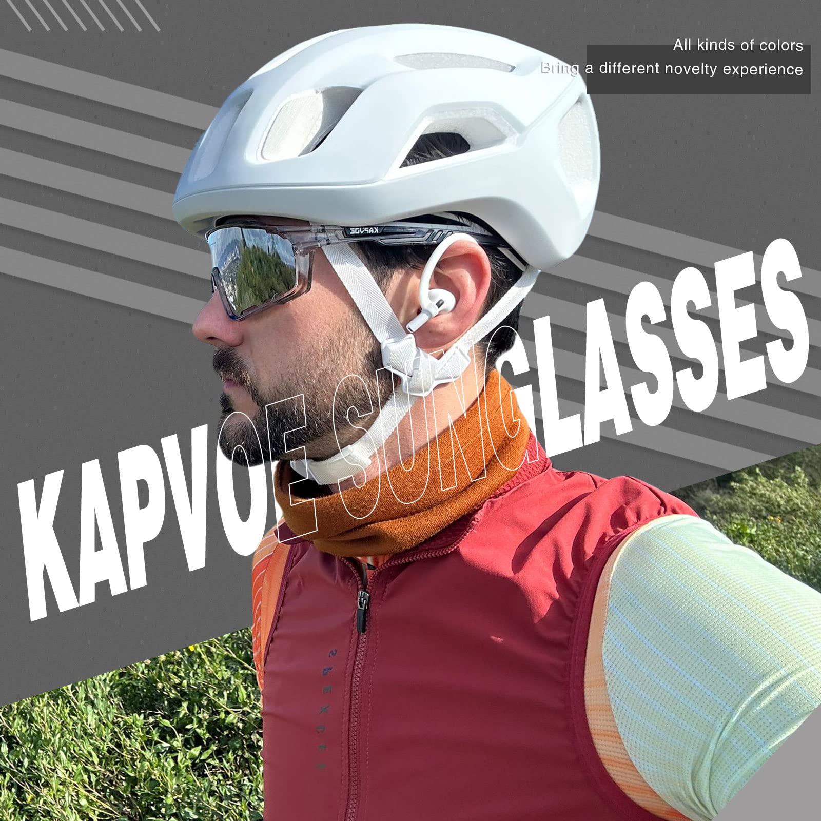 KAPVOE Polarized Cycling Glasses For Men Women MTB Glasses Mountain Bike Glasses TR90 Sport Sunglasses Bicycle Riding Glasses Biking Glasses Road Bike Sunglasses Running Golf Cycle Glasses Silver