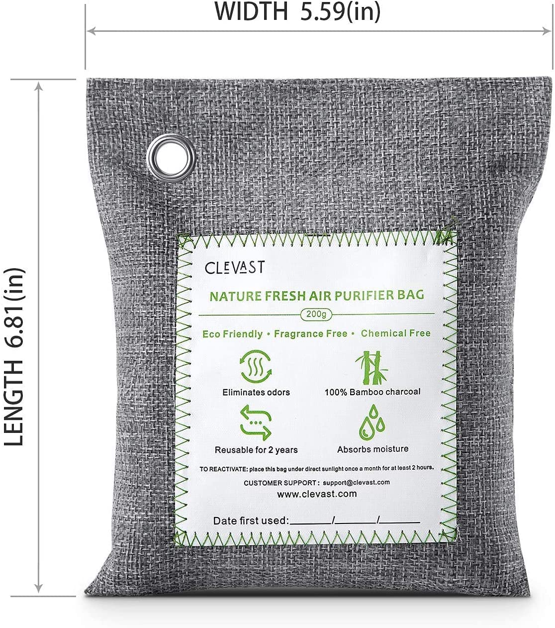 Bolsas de carbón Activado,100GX2 Bolsa Desodorante,Elimina los Olores,Deshumidificador,Purificador De Aire,Bolsas purificadoras,para Zapatos, Coche, Cocina, baño, Nevera, Oficina