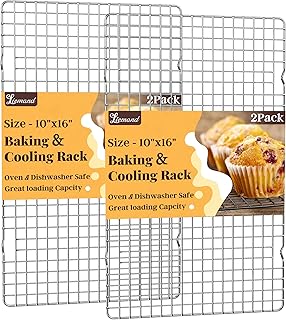 Cooling Racks for Cooking and Baking - 2 PCS 10" x 16" Grid Wire Baking Rack for Oven Cooking, Baking, Grilling, Roasting - Dishwasher Safe Bacon Rack - Fits Half Sheet Cookie Pan