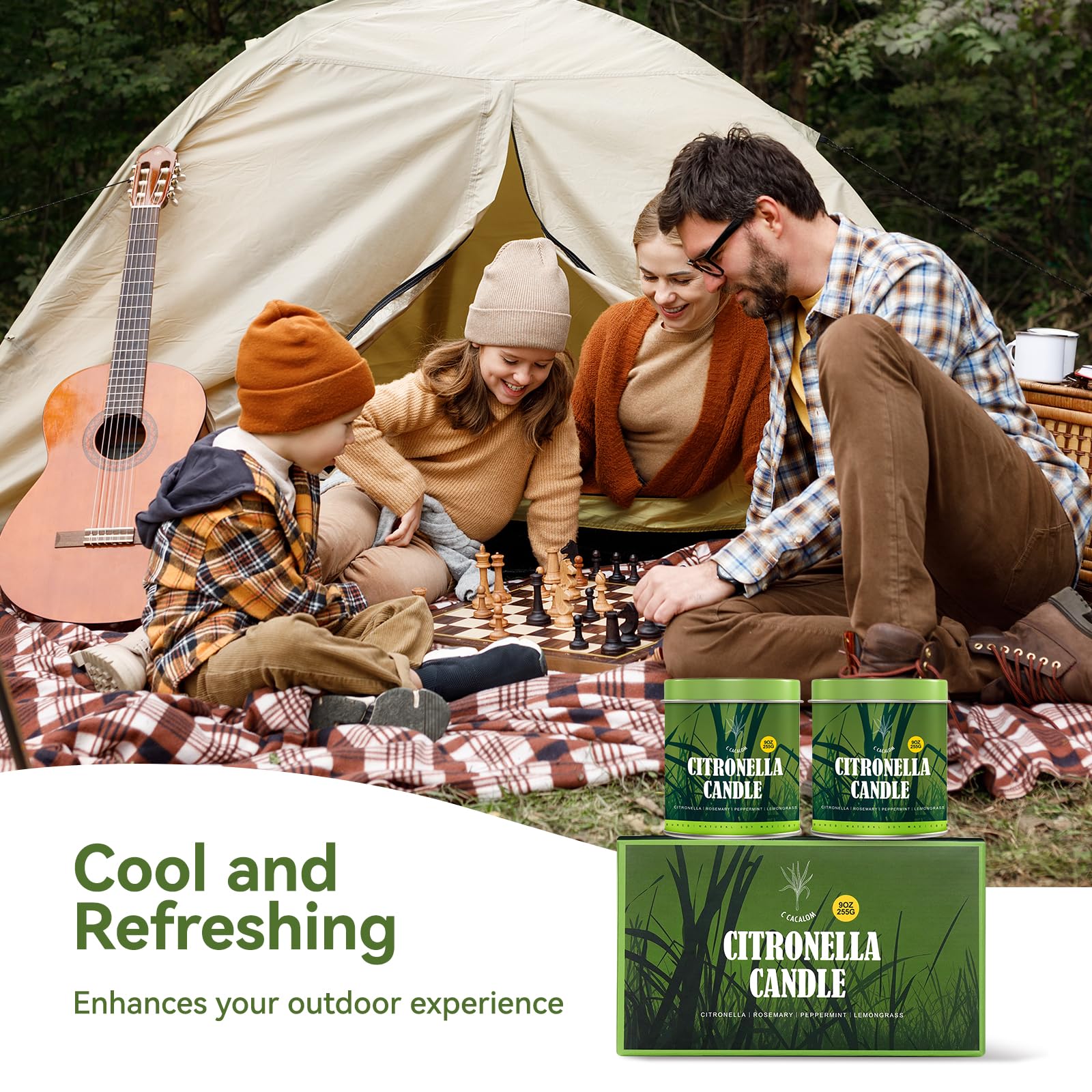 Citronella Candles Outdoor,Home Scented Candle Sets for Camping, Natural Soy Wax Candles,Lemongrass Candle for Patio,Garden,and Yard Balcony,9 Ounce,2 Count