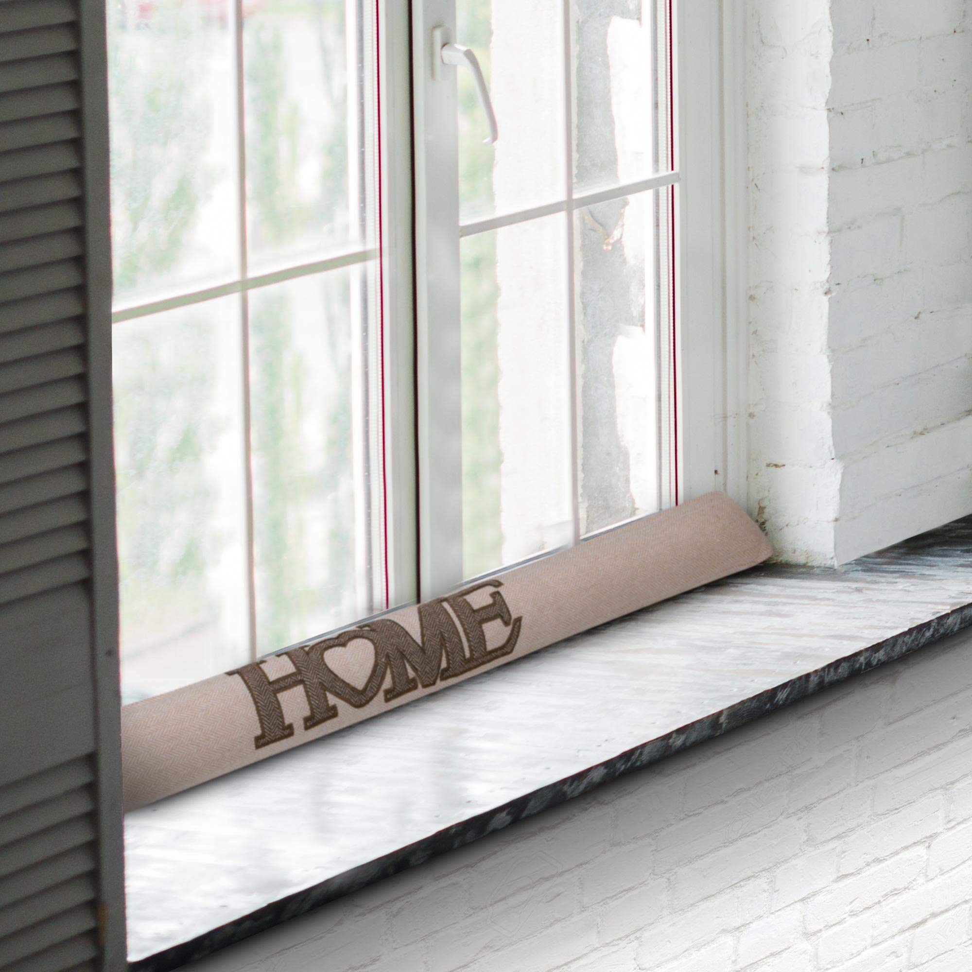 Beautissu Paraspifferi Imbottito per Porta e finestra Tuuli He L90xP8xA8 cm in Poliestere - paraspiffero Universale porte e finestre - paravento sottoporta Isolante - Contro Il Freddo - Beige