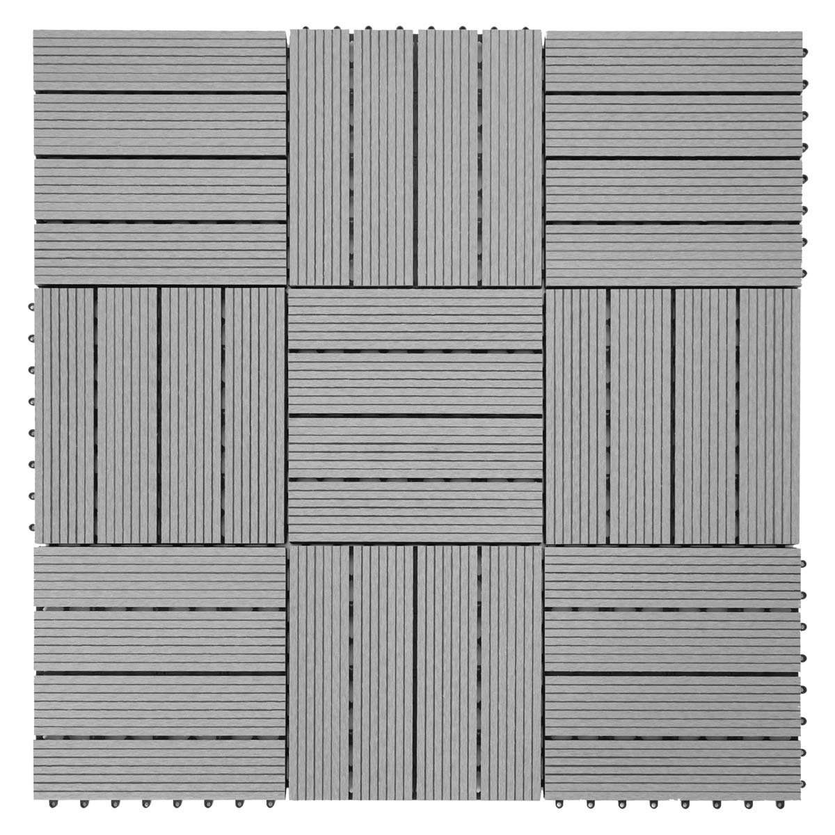Mendler Piastrelle pavimentazione da Esterno Rhone T831 WPC 30x30cm 11 Pezzi 1mq - Grigio lineare