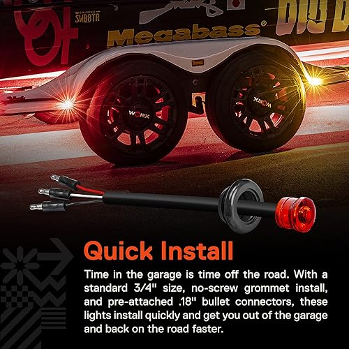 Miniatura 6 de TRUE MODS - 2 luces LED redondas de 34 pulgadas para remolque rojo de 12 V 3 cables  luces traseras de freno de giro DOT FMVSS 108 SAE P2PC Salida