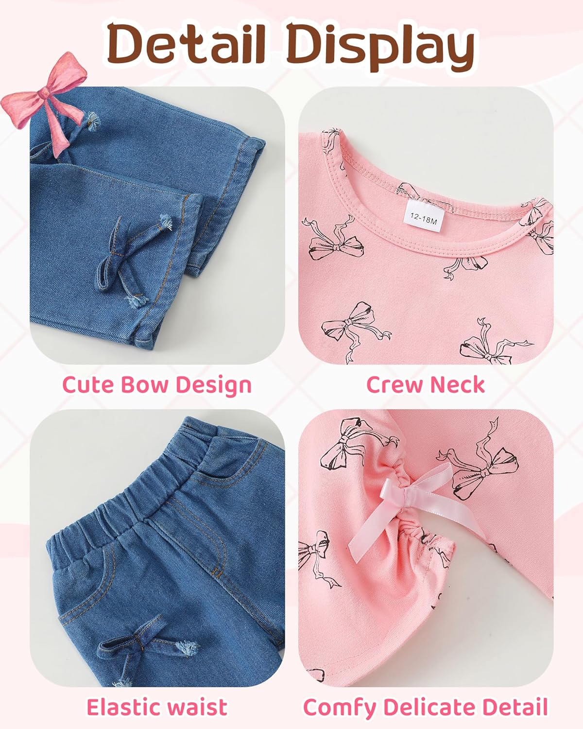 Kucnuzki Toddler Kids Girl Clothes Long Sleeve Shirt Tops Baggy Jeans Cute Pants Set Baby Girl Outfit 2 Piece Clothing - Image 5
