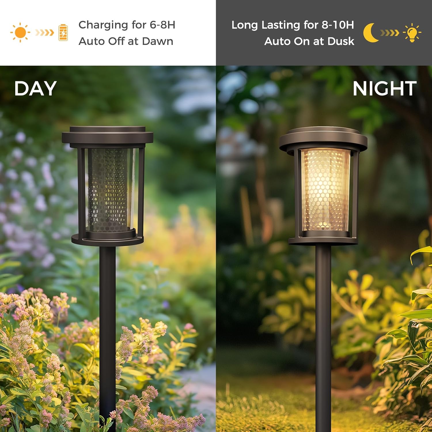 Solar Yard 4-Pack Solar Pathway Lights Outdoor, Solar Powered Landscape Lighting with Honeycomb Structure, Garden Path Lights Outside Waterproof for Pathway, Porch, Walkway, Driveway