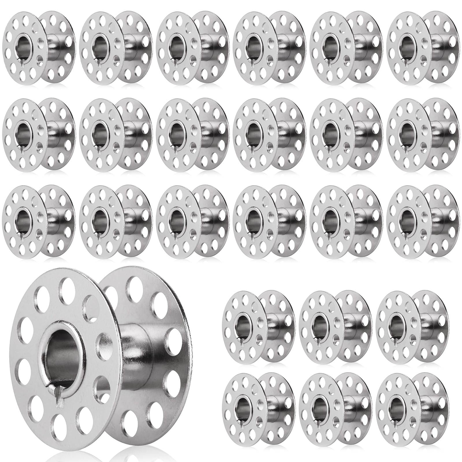25 Pieces Sewing Machine Bobbins, Universal Metal Bobbins Sewing Machine Bobbin, Empty Metal Bobbins Spool Sewing Spools Compatibility with Brother Janome Singer Toyota Pfaff Bernina