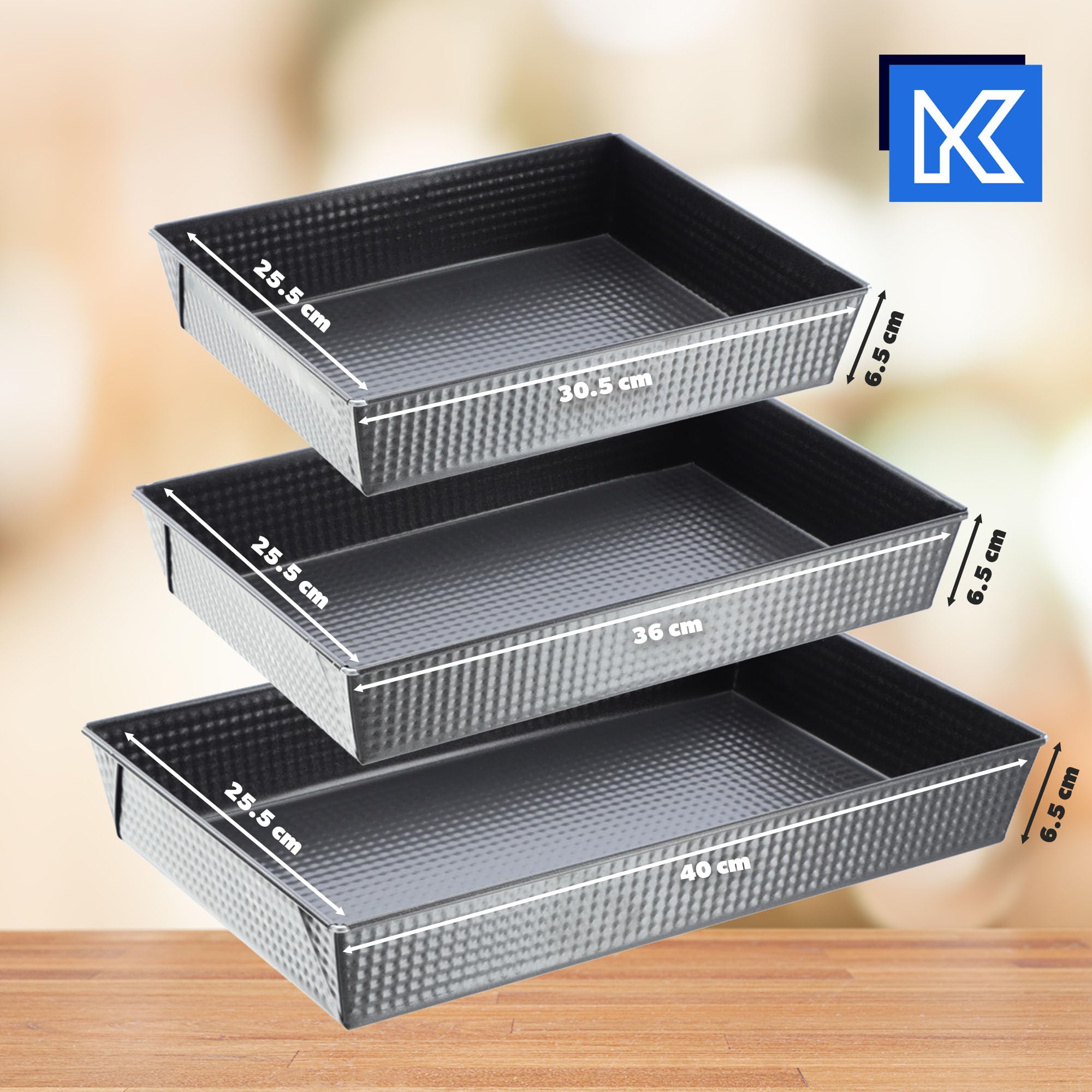 Plat à Rôtir Profond Antiadhésif En Acier Inoxydable HaWare 32 X 25 X 8 Cm – Noir, Sain Et Robuste Pour Lasagnes, Viandes & Gâteaux