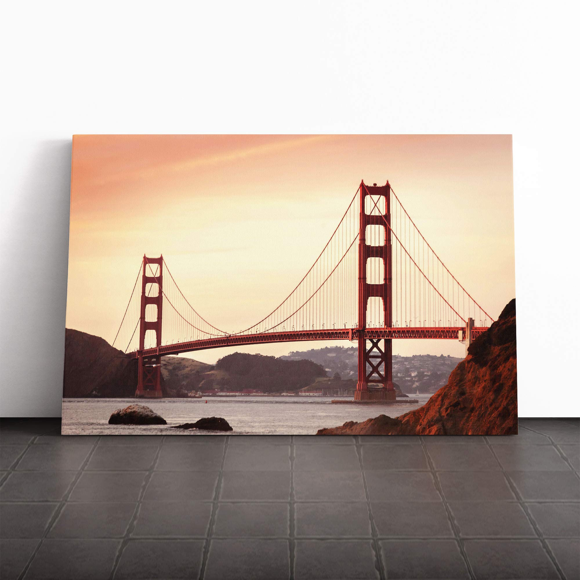The Golden Gate Bridge San Francisco California (4) Canvas Print | Gallery Wrapped 30mm Frame Wall Art | 20x14 inches | Ready to Hang | Modern Cityscape Picture | Living Room Bedroom Lounge Office