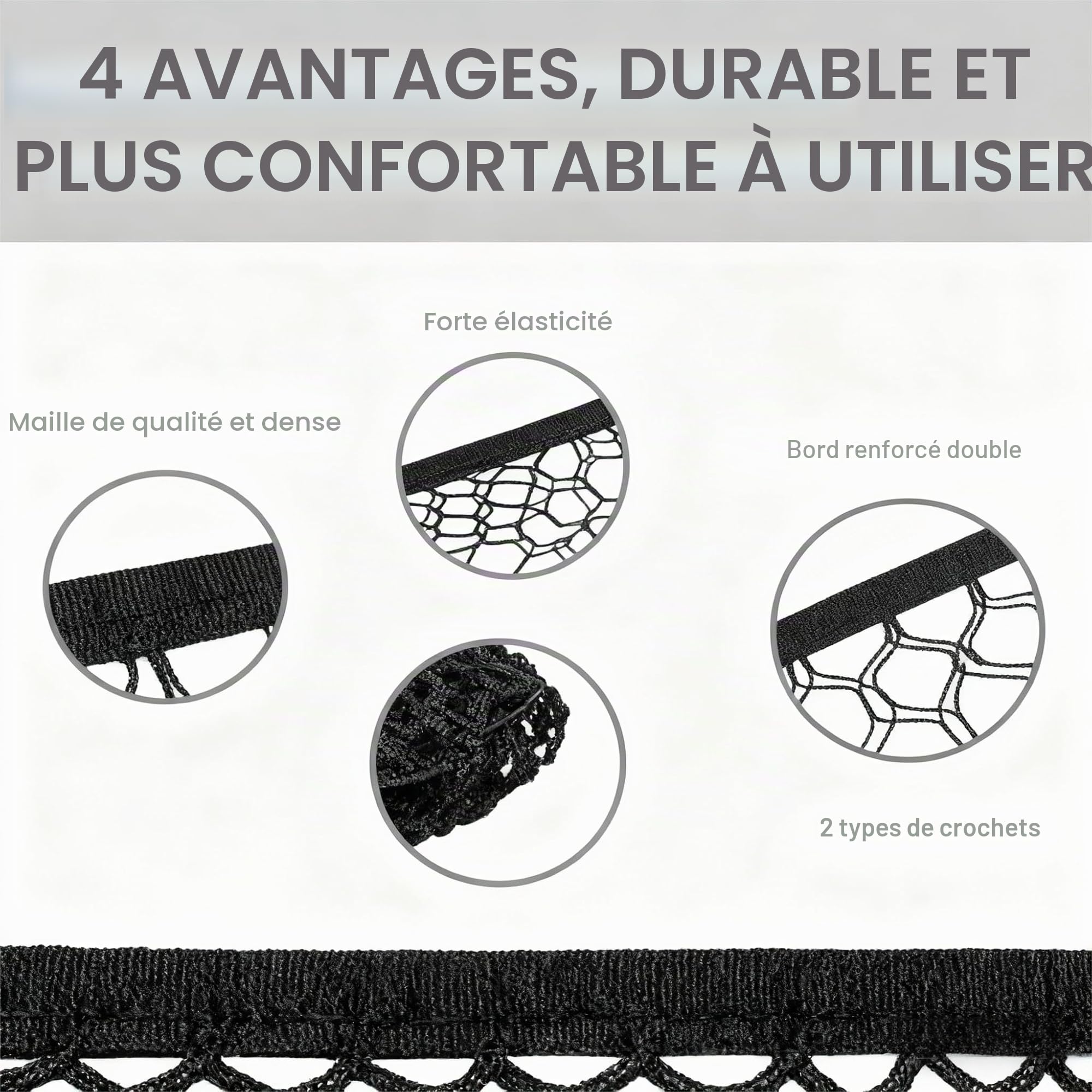 Couche Double Filet Coffre Voiture, Animaux Portable pour Chien, Universelle pour Voiture Séparation pour Chien Chat Filet,120x85cm