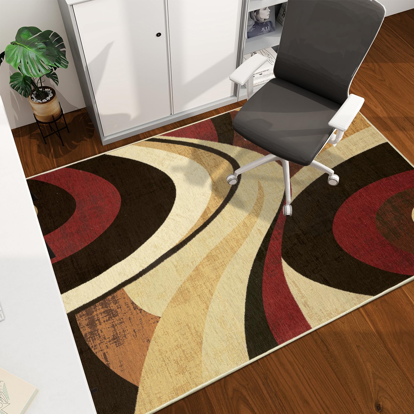Office Chair Mat for Hardwood Floor, 60"x45" Easy Glide Computer Desk Mat Protector for Rolling Chair Under Desk Rug Nonslip Backing, Machine Wash, (Modern)