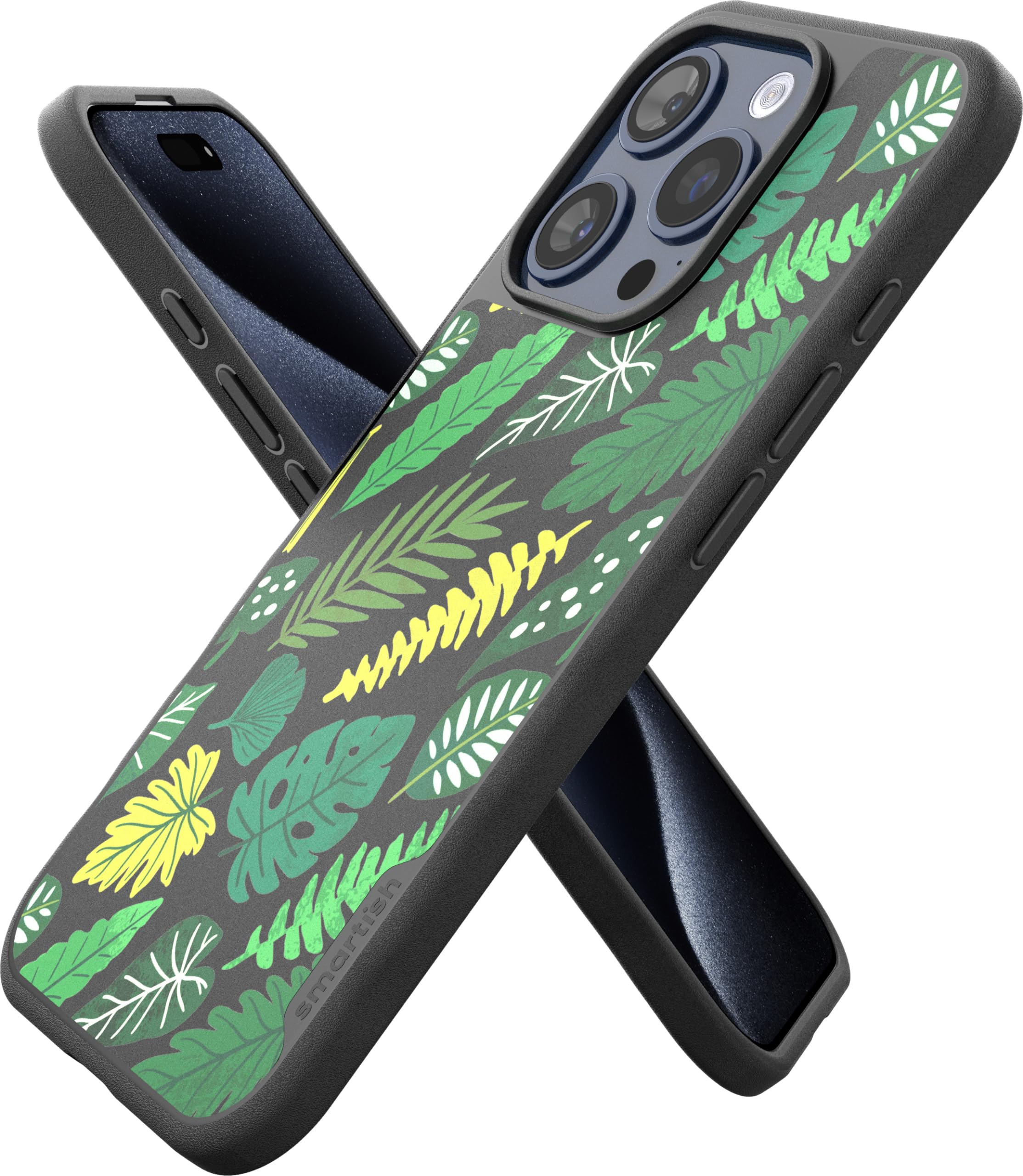 Smartish iPhone 15 Pro Magnetic Case - Gripmunk Compatible with MagSafe [Lightweight + Protective] Slim/Thin Grip Cover with Microfiber Lining for Apple iPhone 15 Pro - Leaf Me Alone