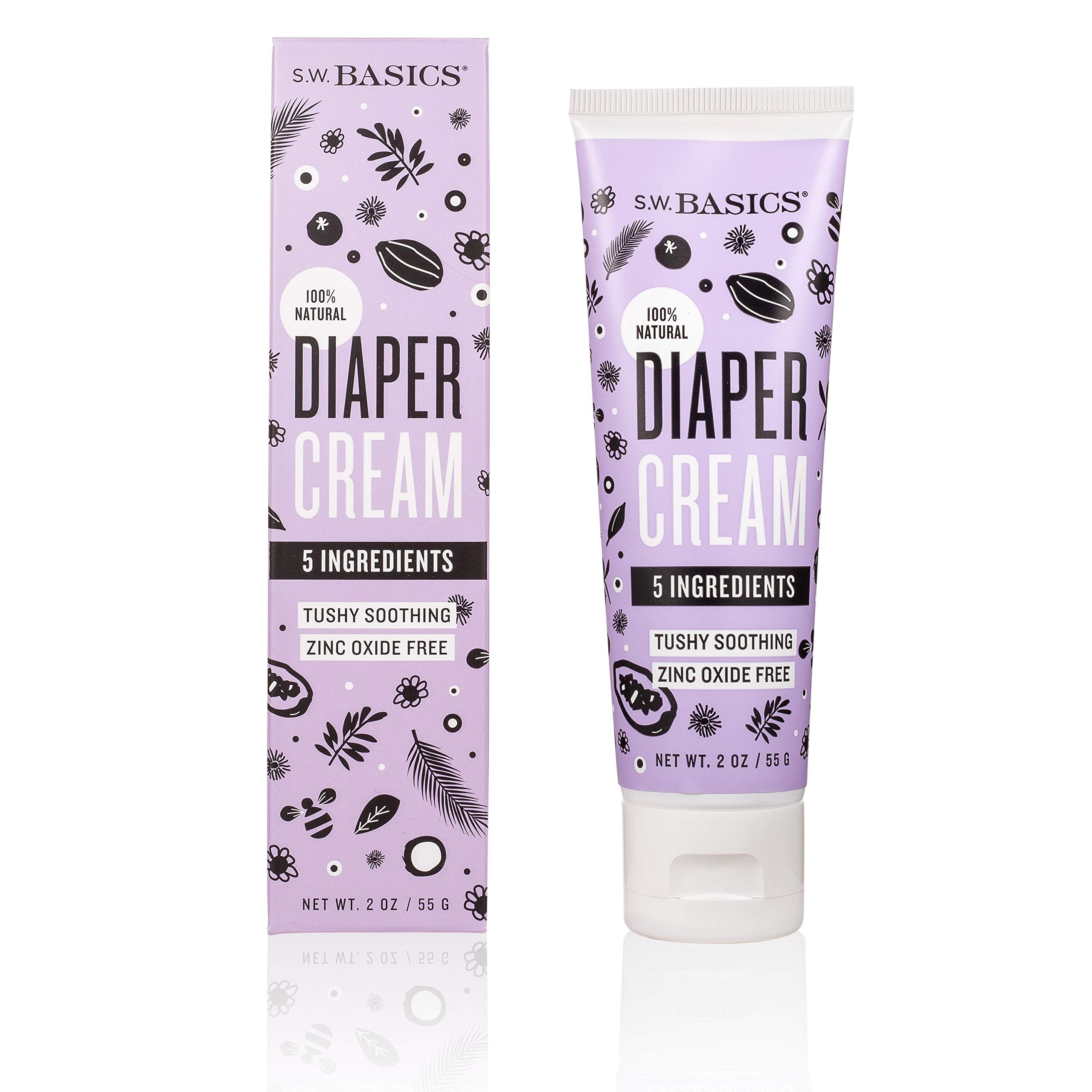 S.W. Basics Diaper Cream, 5 Ingredients, Tushy Soothing, Zinc Oxide Free, Organic and Cruelty Free, 2.0 oz