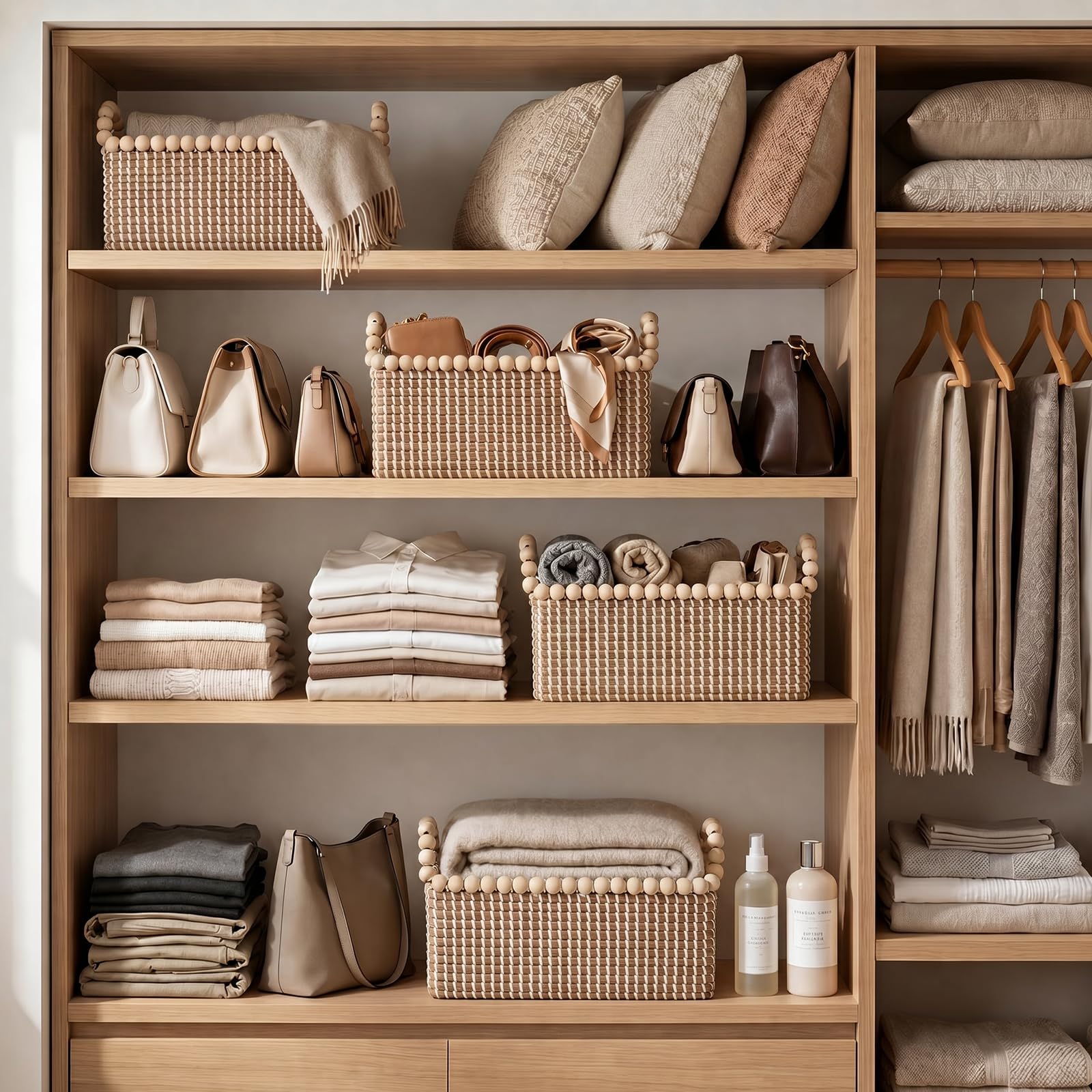 3 cajas de almacenamiento decorativas para el baño, cestas de algas marinas, organizador de juguetes trenzados, habitación infantil