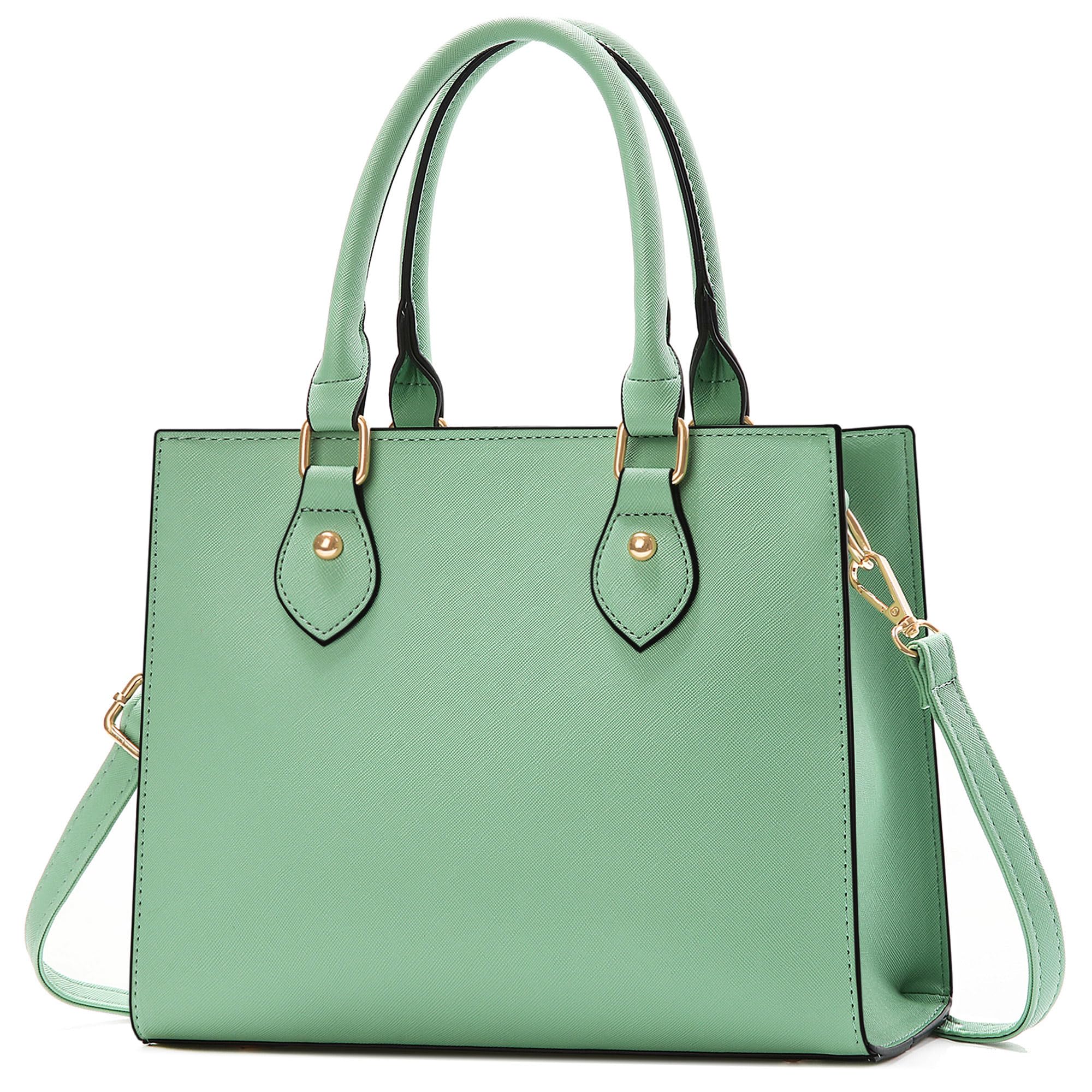 CHICAROUSAL Crossbody Purses and Handbags for Women PU Leather Tote Top Handle Satchel Shoulder Bags (Grey Mint green)