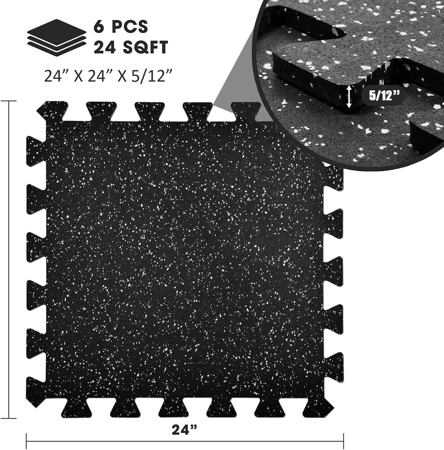 Yes4All Heavy Duty 100% High Density Rubber Floor Tiles Interlocking Mat
