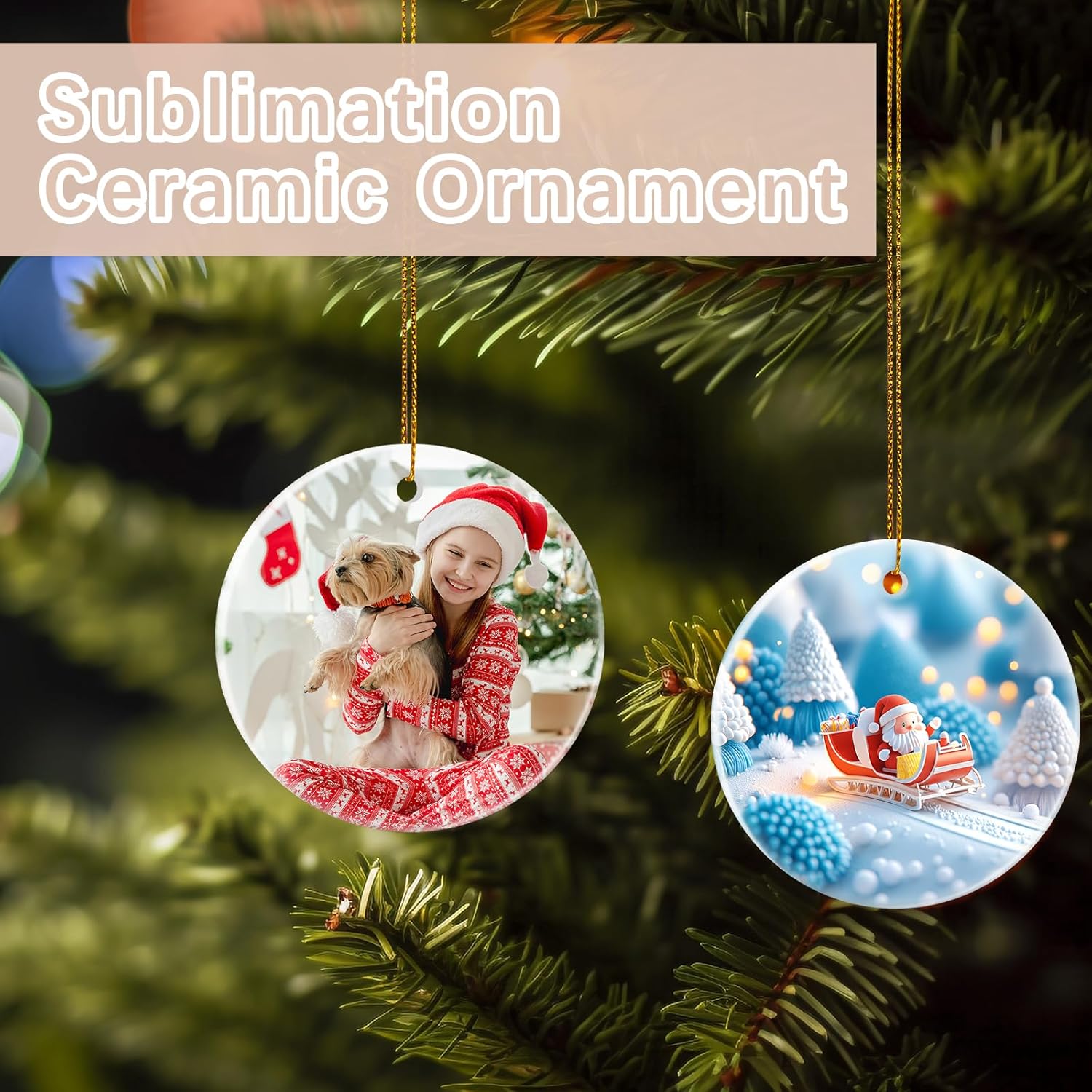 25 PCS Sublimation Ceramic Ornament Blank 3 inch White Round Christmas Ceramic Decoration Crafting DIY Personalized Home Decor Bulk Two-Sided Printed - Image 4