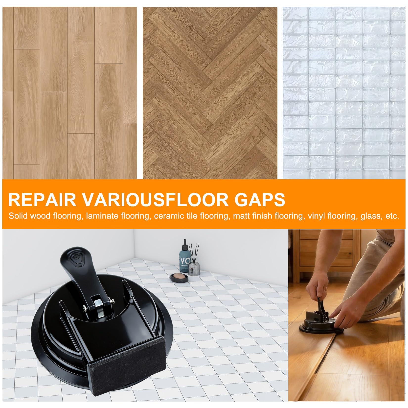 Aspirapolvere per Laminato con Ventosa, Ripara Giunti Piastrelle in Legno, Utensile per Vinile e Pavimenti
