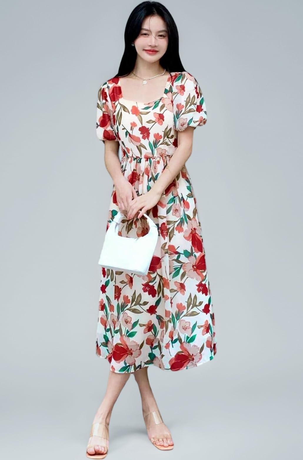 GRECIILOOKS Printed Maxi Dress for Women | Trendy Long One Piece Summer Outfit | Lightweight Flared Dress for Casual & Holiday