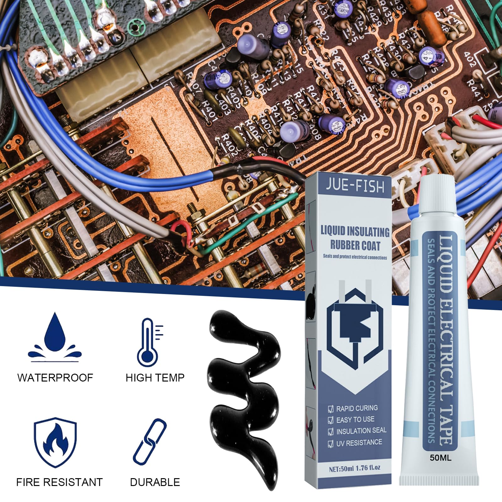 Nastro Isolante Liquido - Gel Isolante Elettrico Impermeabile Bianco E Nero - Foto 10