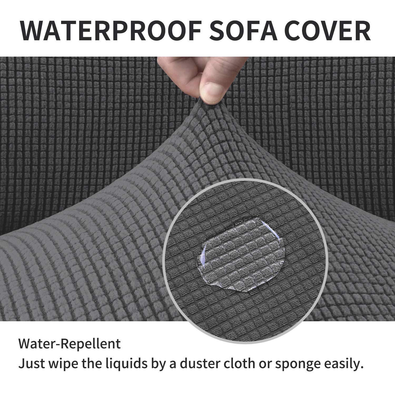 Stretch Water Repellent Sofa Cover – One Piece Sofa Slipcover Furniture Protector Super Soft Fabric Couch Cover for Pets and Dogs, Removable and Washable (Light Gray, Sofa: 91’’-110’’)