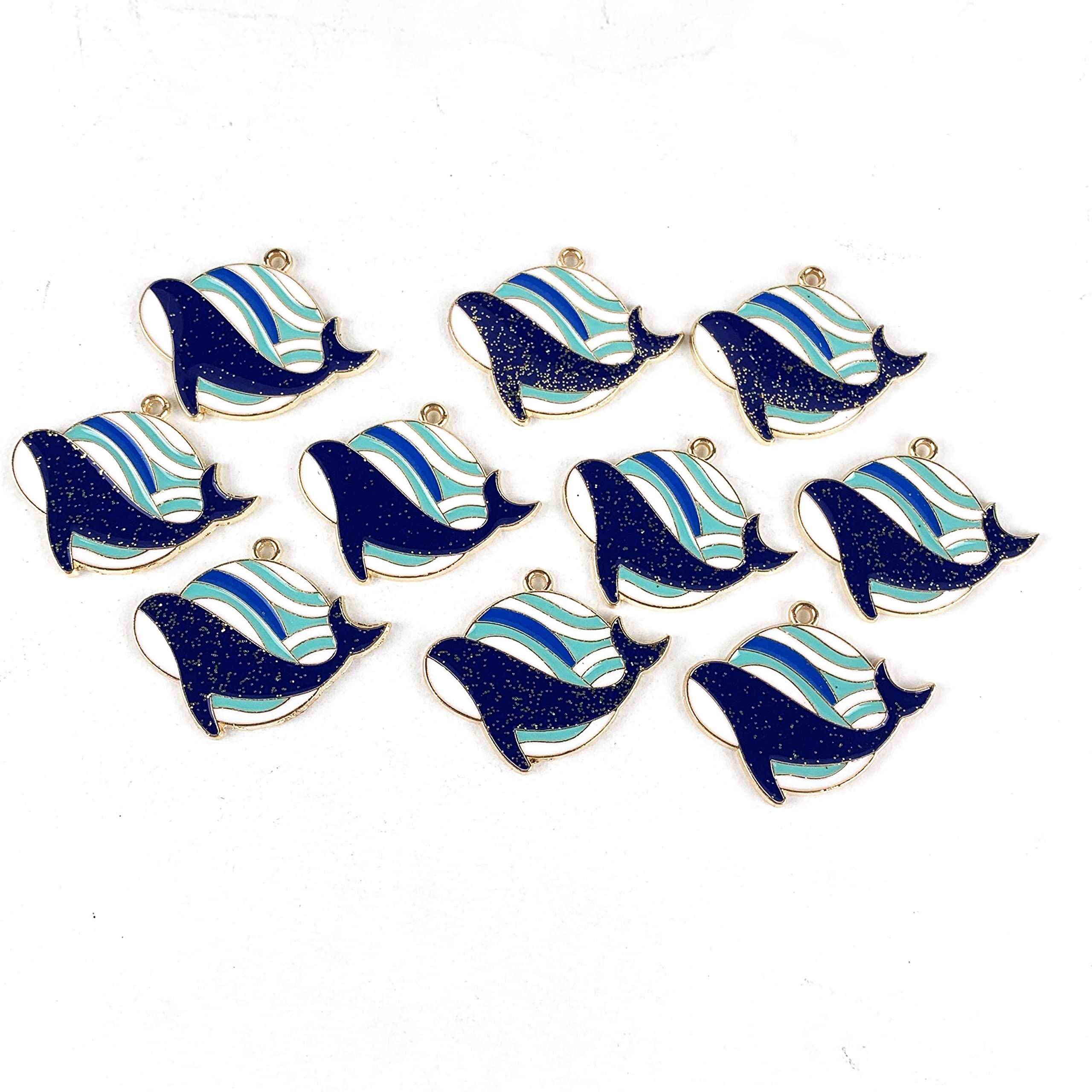 WorldsWorlds 10pc Gold Plated Shell Enamel Charms for DIY Bracelet Necklace Earring Jewelry Craft Making