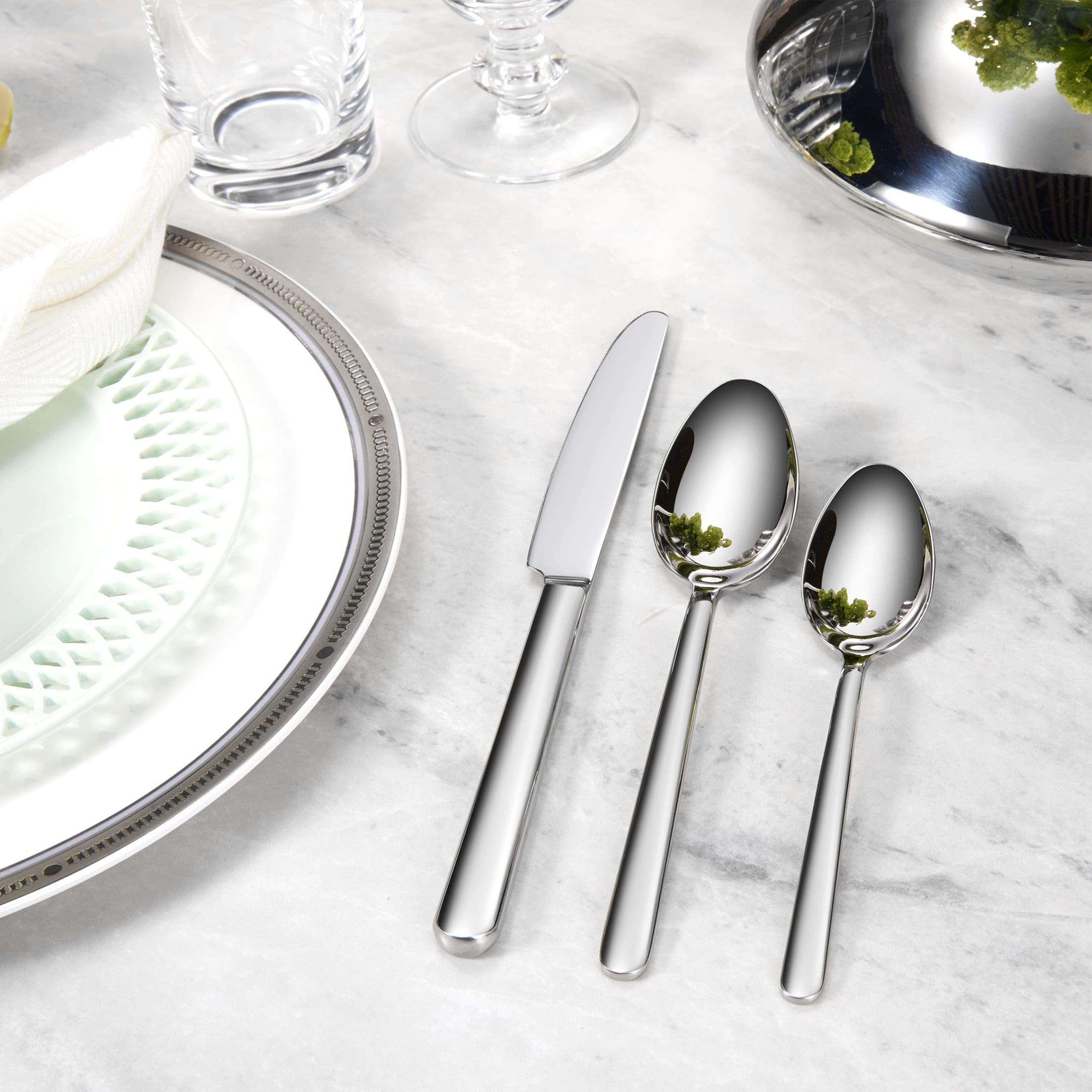 KEAWELL Premium Aline 20/45/65-Piece Modern Silverware Set (45, Silver) — Amazon image 7