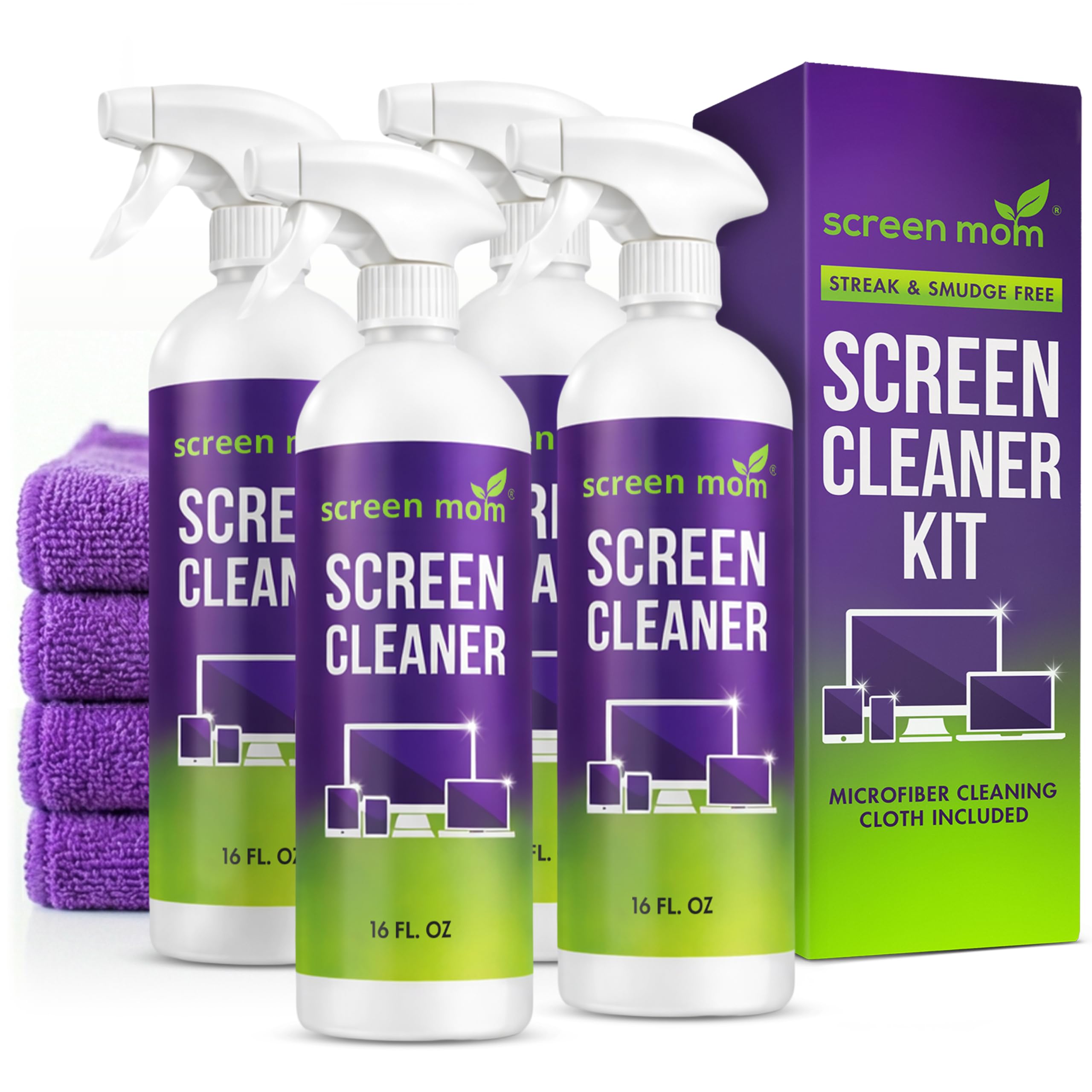 Screen Mom Screen Cleaner Spray 4 Pack-16oz for TV, Car, Laptop &amp; Computer