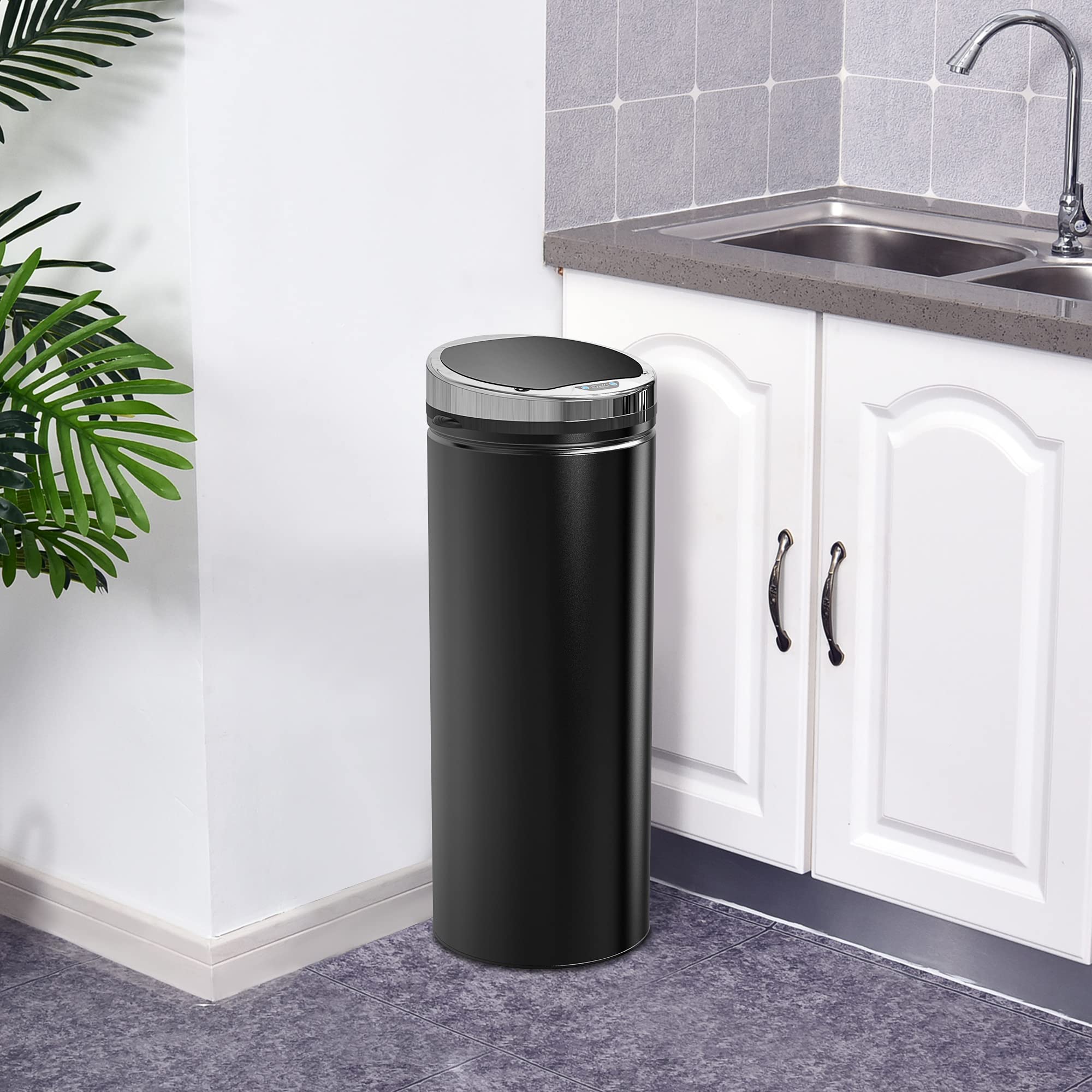 HOMCOM Sensor Mülleimer 50L mit Inneneimer für Küchen Büro Schwarz | Automatischer Mülleimer, Abfalleimer, Bewegungssensor, Abfallbehälter, Müllbehälter, Schlafzimmer