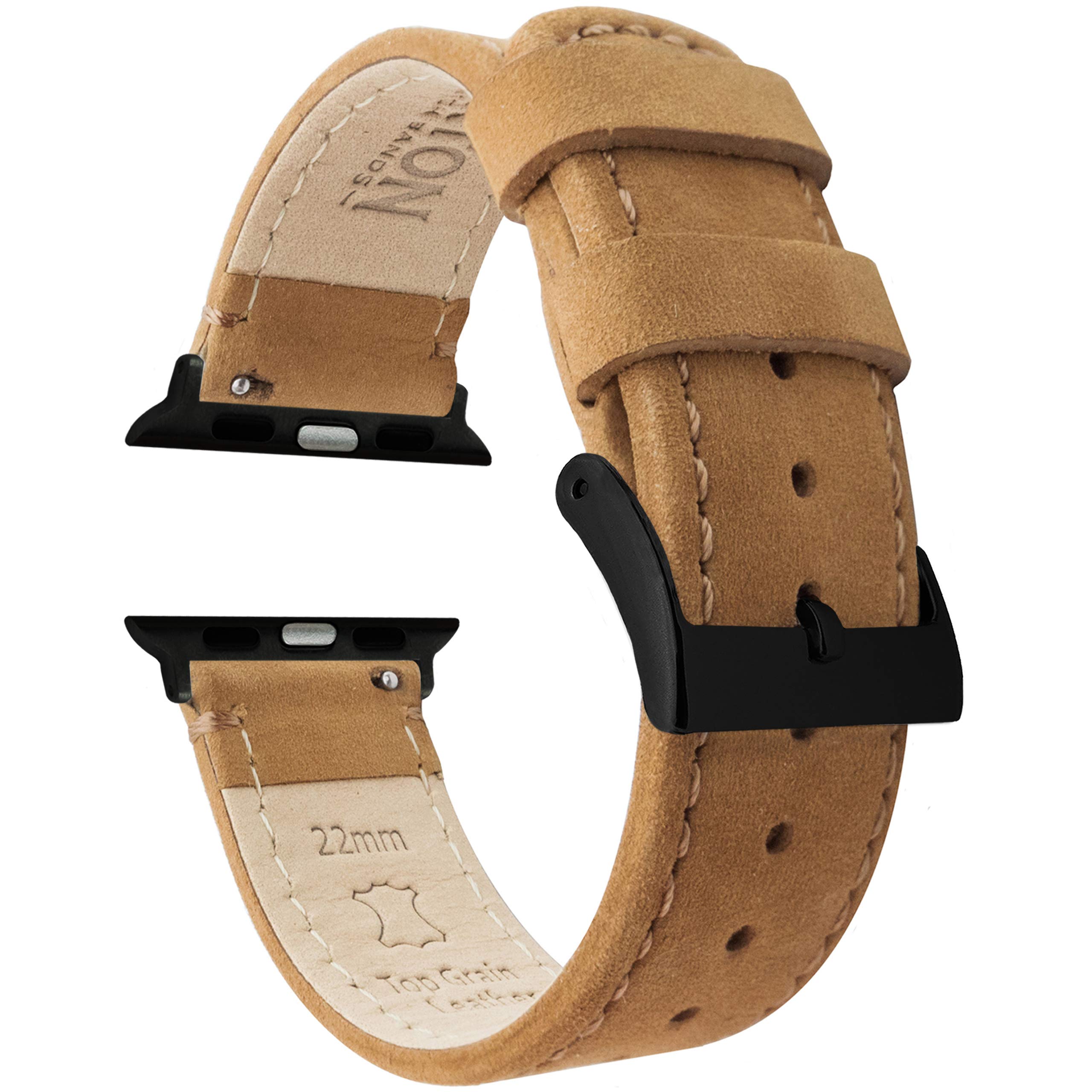 BARTON WATCH BANDS - Top Grain Leather Watch Bands Compatible with Apple Watch Models - 1, 2, 3, 4, 5, 6, 7, 8, 9, 10, SE, Ultra &amp; Ultra 2