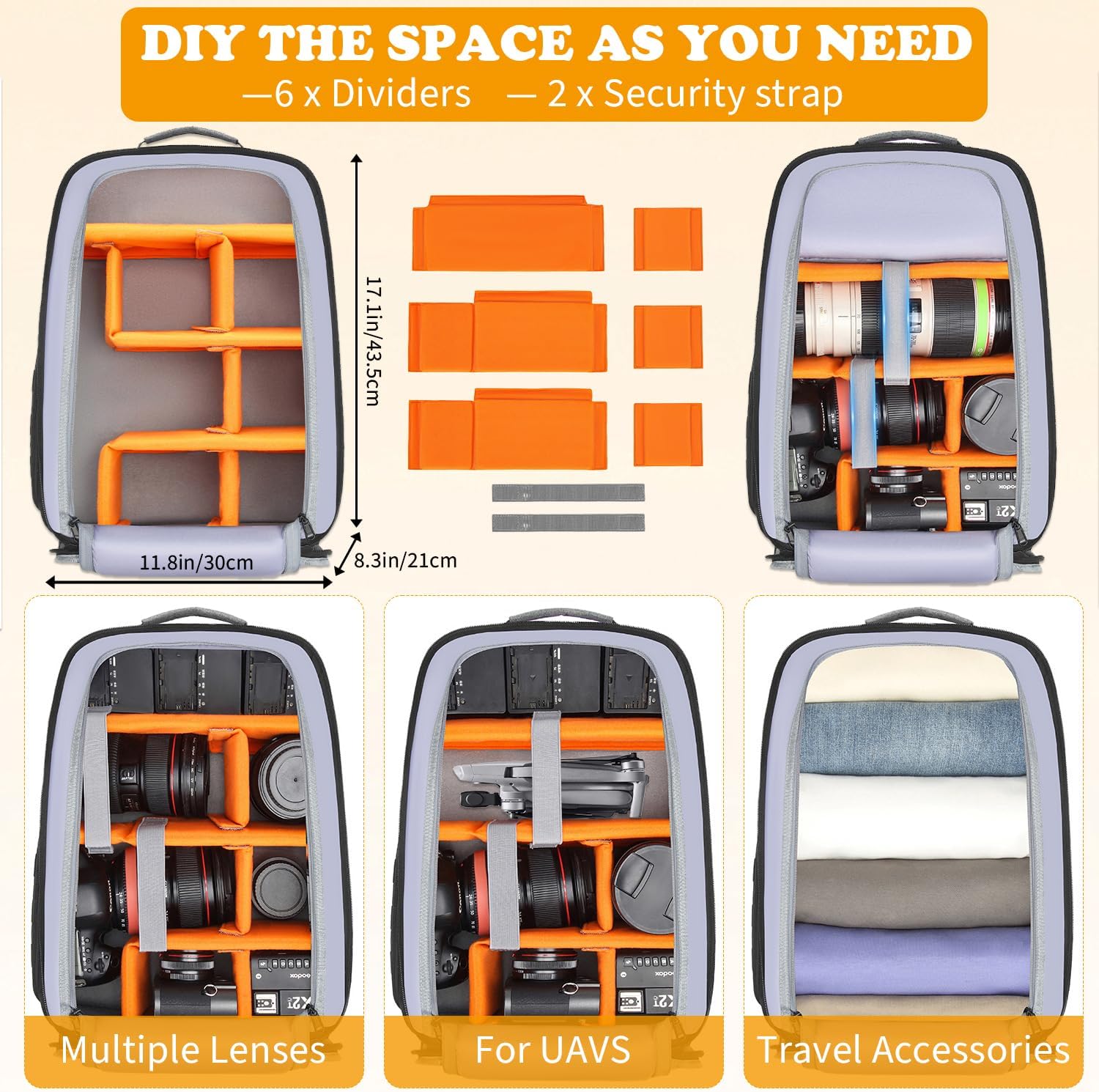 HAMBOLY Professional Camera Bag Backpack, Large Waterproof Photography Bag Case for DSLR/SLR/Mirrorless Camera with Tripod Holder/15.6’’ Laptop Compartment/Rain Cover