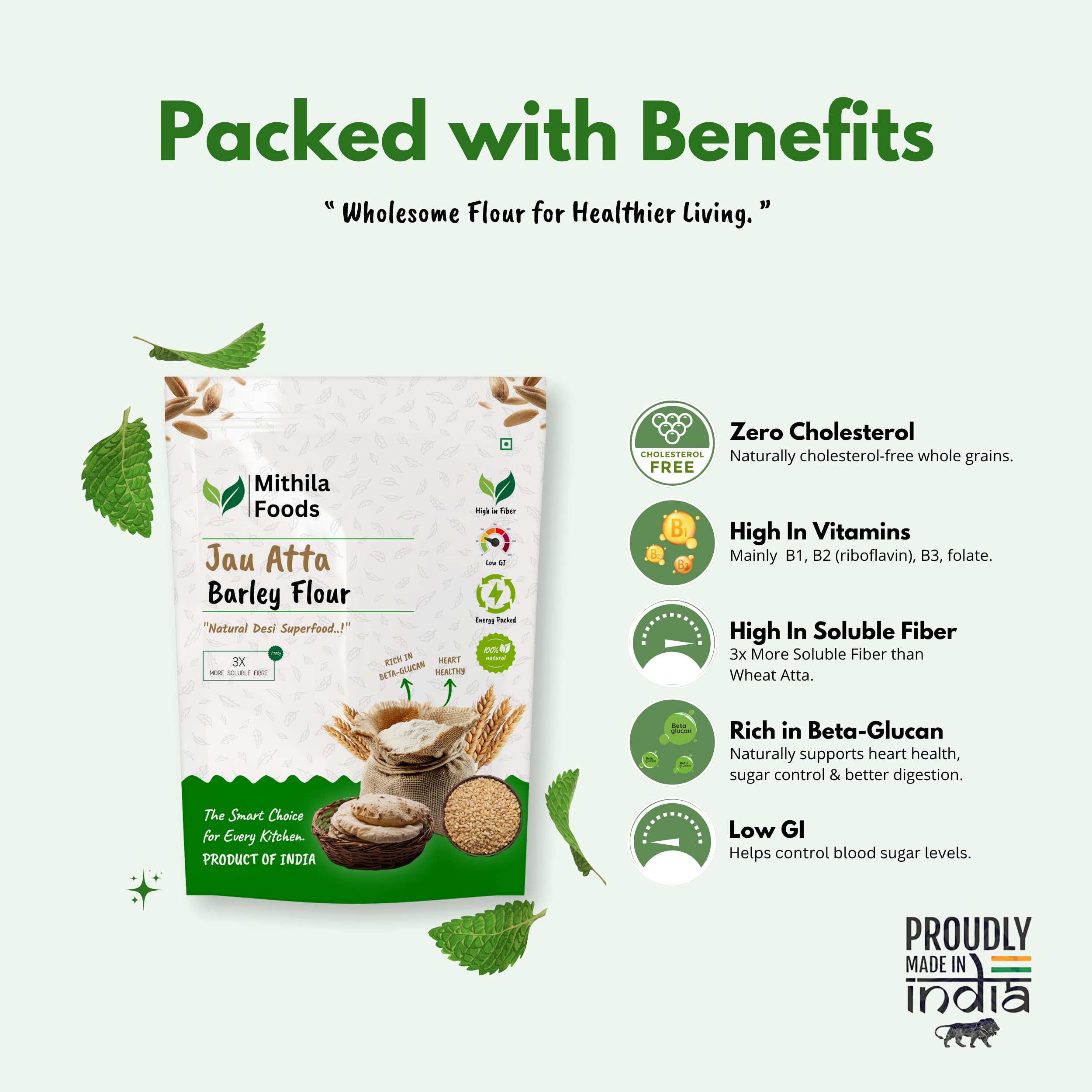 MITHILA FOODS 1 Kg Jau Atta | Gluten-Free Barley Flour | High Fibre & Protein, 100% Natural Desi Superfood | Stone-Ground for Soft Rotis | No Preservatives | Authentic Flavor from Bihar - Image 4 thumbnail
