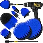 Holikme 4Pack Drill Brush Power Scrubber Cleaning Brush Extended Long Attachment Set All Purpose Drill Scrub Brushes Kit for Grout, Floor, Tub, Shower, Tile, Bathroom and Kitchen Surface White