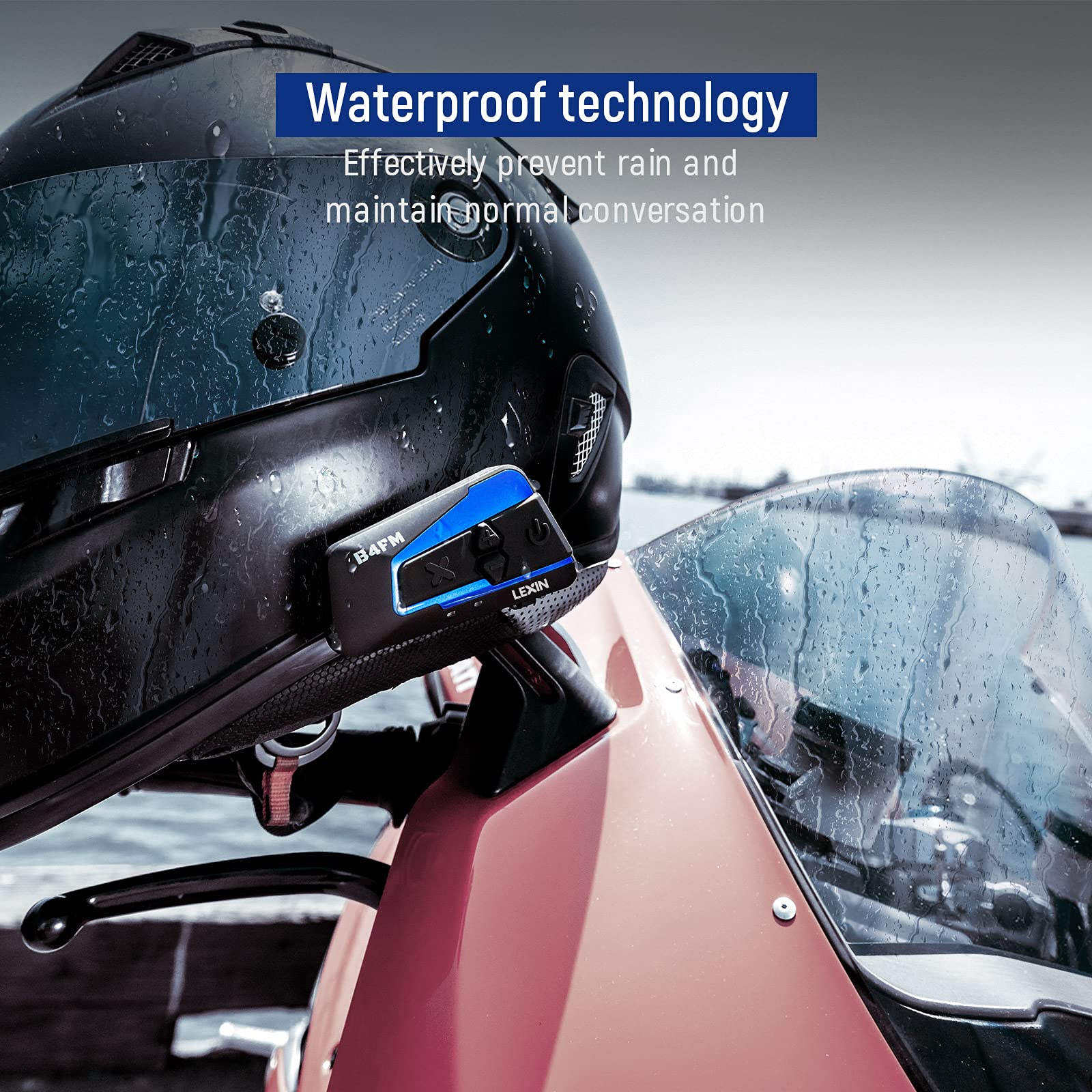 LEXIN 2pcs B4FM Motorbike With FM Radio, Helmet Bluetooth