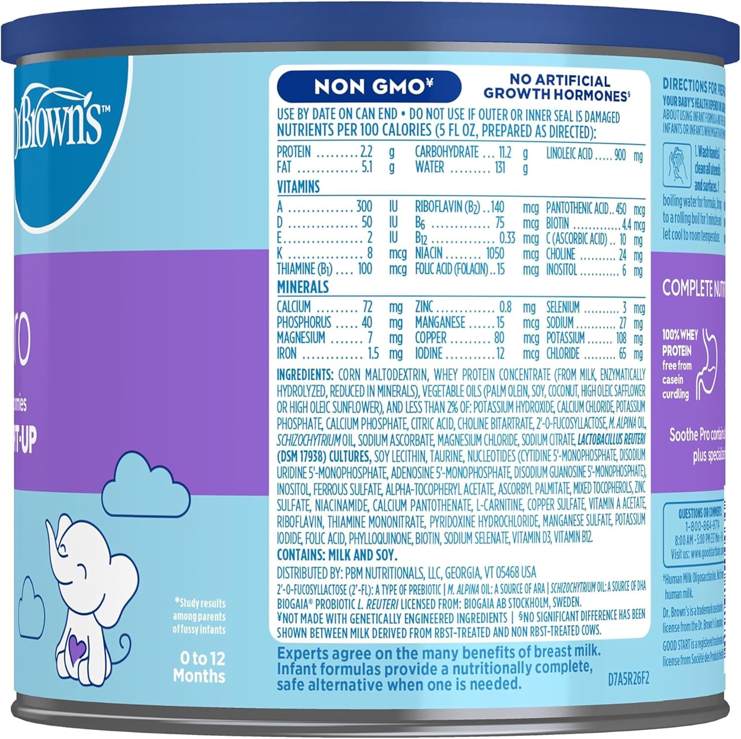 Dr. Brown's Good Start Baby Formula Powder, 30.6 Ounce & Natural Flow Anti-Colic Options+ Narrow Baby Bottle, 4 oz/120 mL, with Level 1 Slow Flow Nipple, 0m+, 4 Bottles
