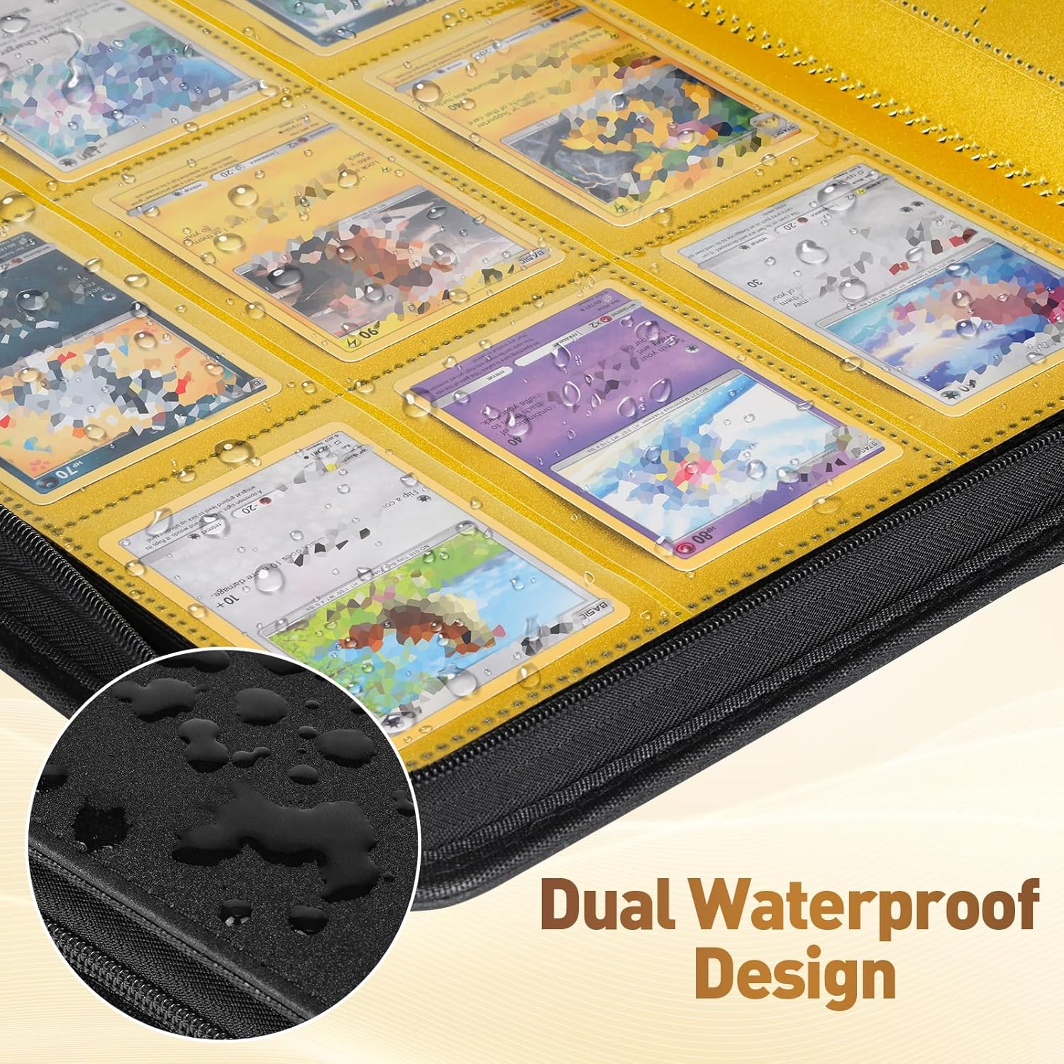 Zip Trading Card Binder, 24 Sheets 432 Pockets Card Album with 2 Spotlight Pages, Side-loading Cards Collection Binder for Pokemon,MTG,Yu-Gi-Oh,Sports Cards (black)