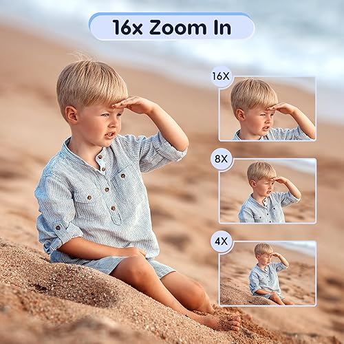 Miniatura 3 de Cámara digital, FHD 1080P Cámara para niños, cámara de apuntar y disparar de 44 MP, zoom 16X, cámara compacta de fotografía pequeña para niños con