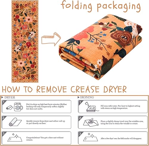 Miniatura 87 de Rugcomf Alfombra de pasillo para cocina, antideslizante, 2 x 6 pies, alfombras lavables con parte trasera de goma, alfombra floral suave para