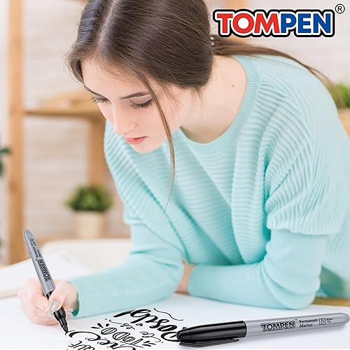 Miniatura 4 de Paquete de 500 marcadores permanentes negros, punta fina, de secado rápido, impermeable, marcador en madera, plástico, papel, metal, espejo, para