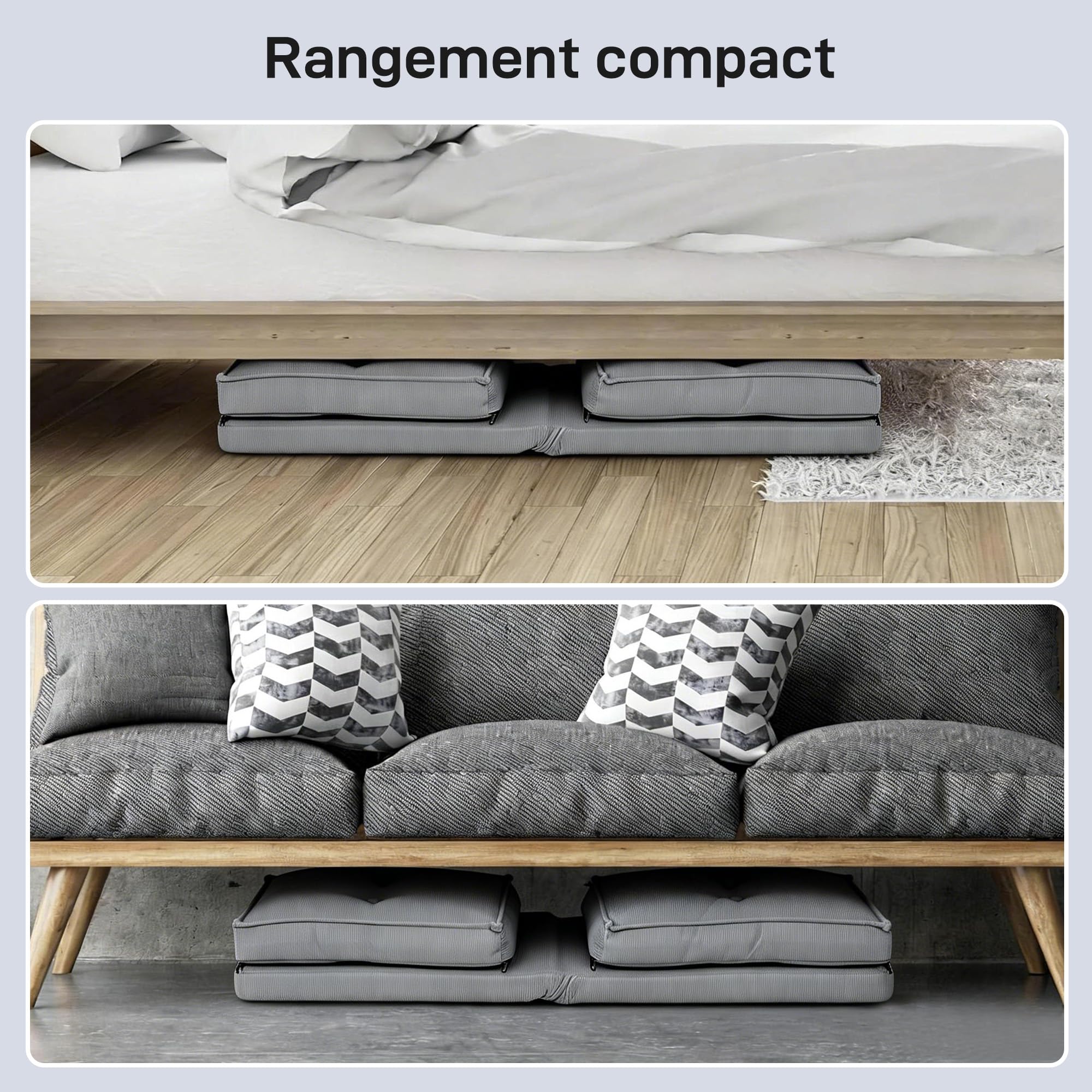 HOMCOM Sillón plegable de pana con colchón suave, respaldo ajustable en 5 posiciones, sofá cama acolchado para salón, oficina, dormitorio, 59 x 230 x 15 cm, color gris