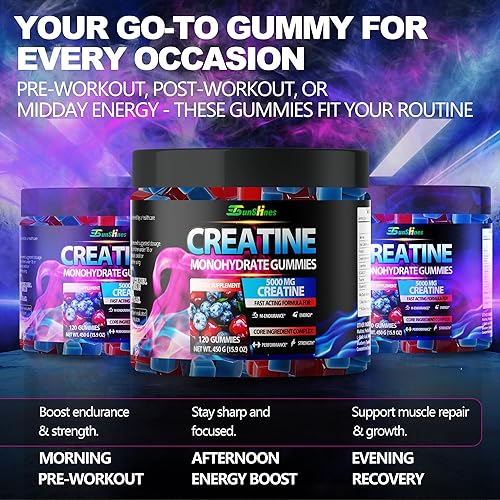 Miniatura 2 de Creatina monohidrato masticables 0.18 oz (5000mg), creatina sin azúcar, energía preentrenamiento, vegetal, sin OMG, unisex, 120 unidades sabor