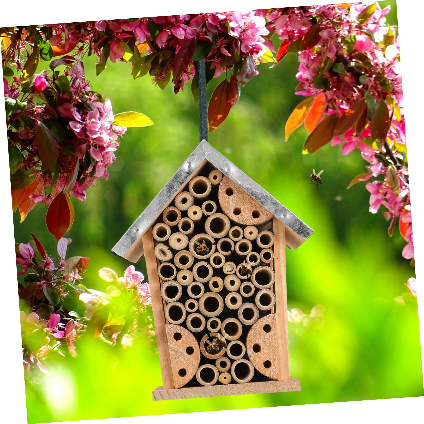Sosoport Hängendes Insektenhotel Leicht Aufzuhängen für Garten und Eisen Wetterfest Außenbereich Geeignet für Bienen und Schmetterlinge