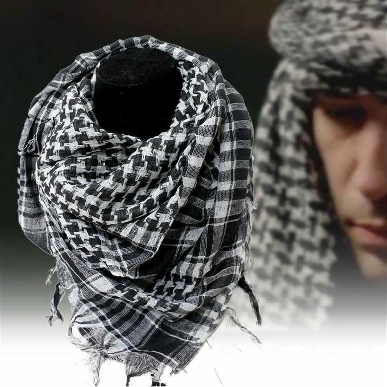 HuoGuo 100% Cotton Thick Muslim Hijab Shemagh Tactical Desert Arabic Scarves Men or Women Winter Windy Military Windproof Scarf